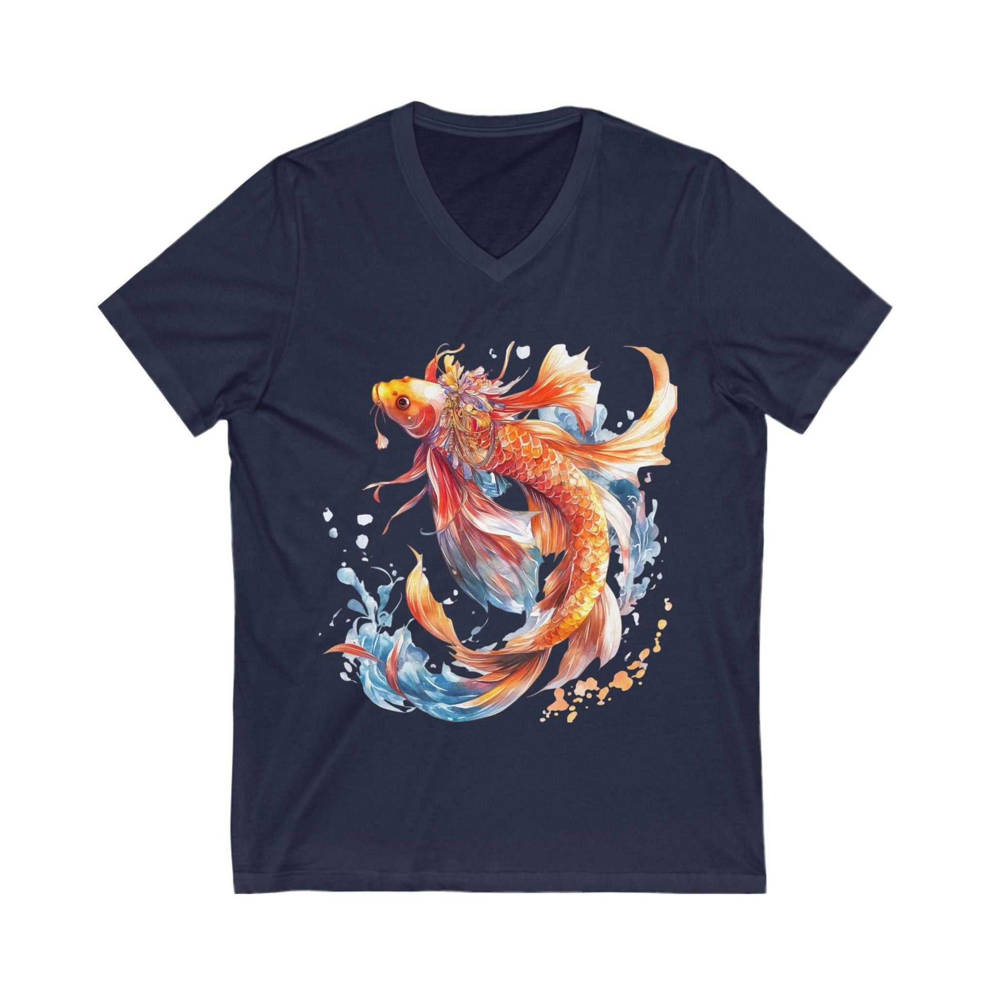 Koi Fish Shirt - Stylish Comfort with V-Neck Design | Bella+Canvas