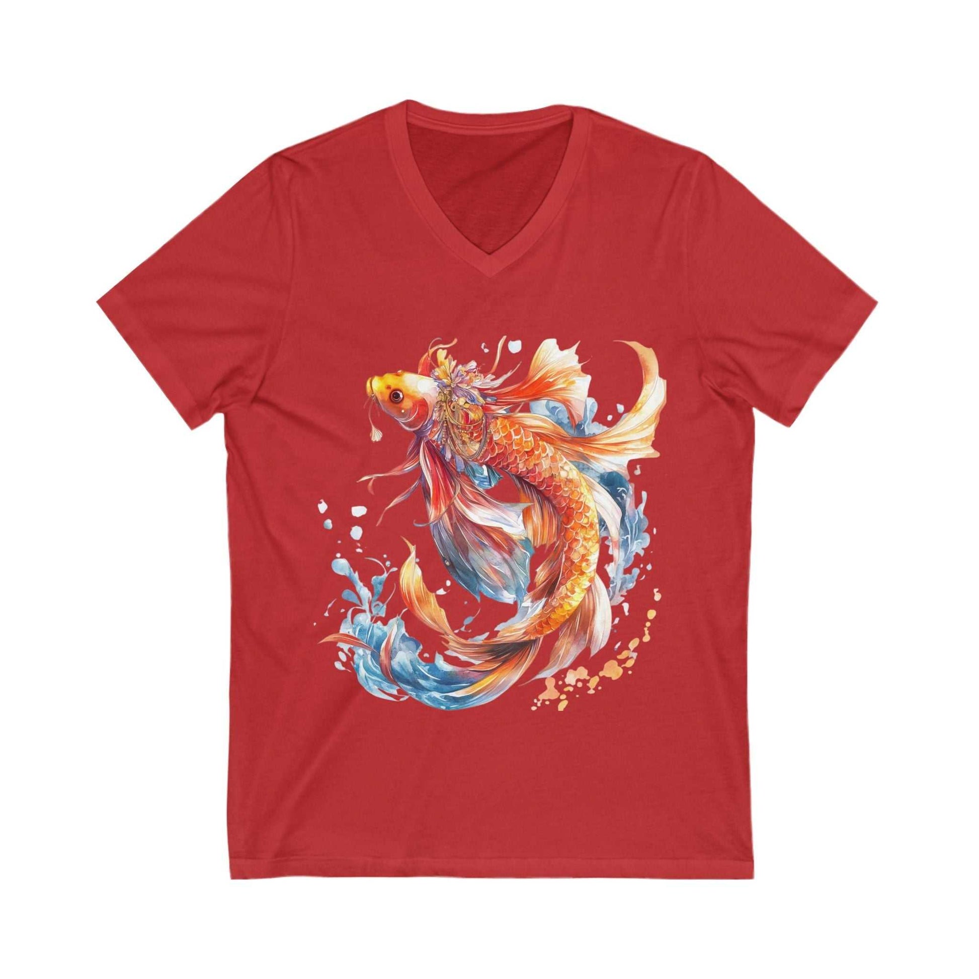 Koi Fish Shirt - Stylish Comfort with V-Neck Design | Bella+Canvas