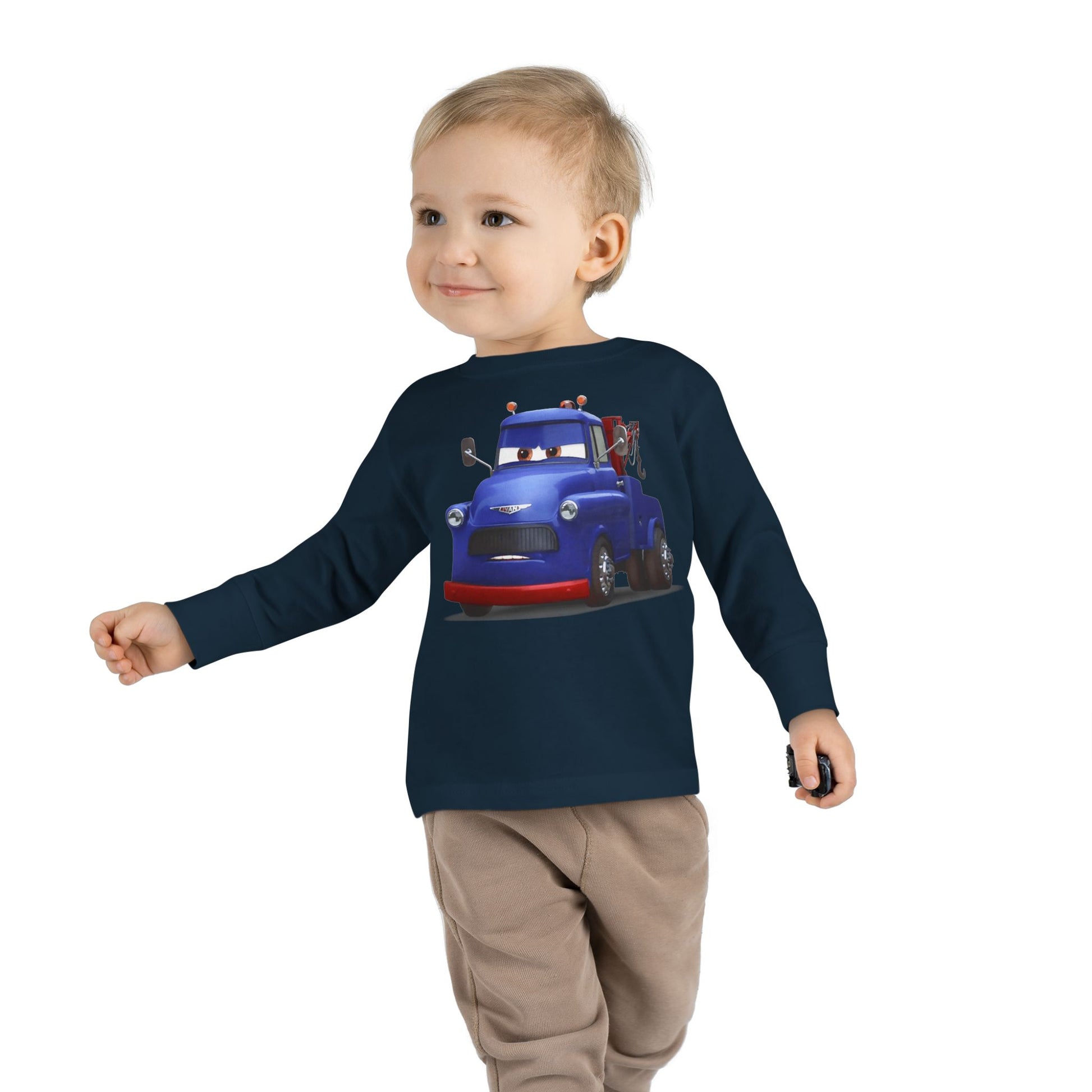 Toddler Long Sleeve Tee featuring a Fun Cartoon Truck