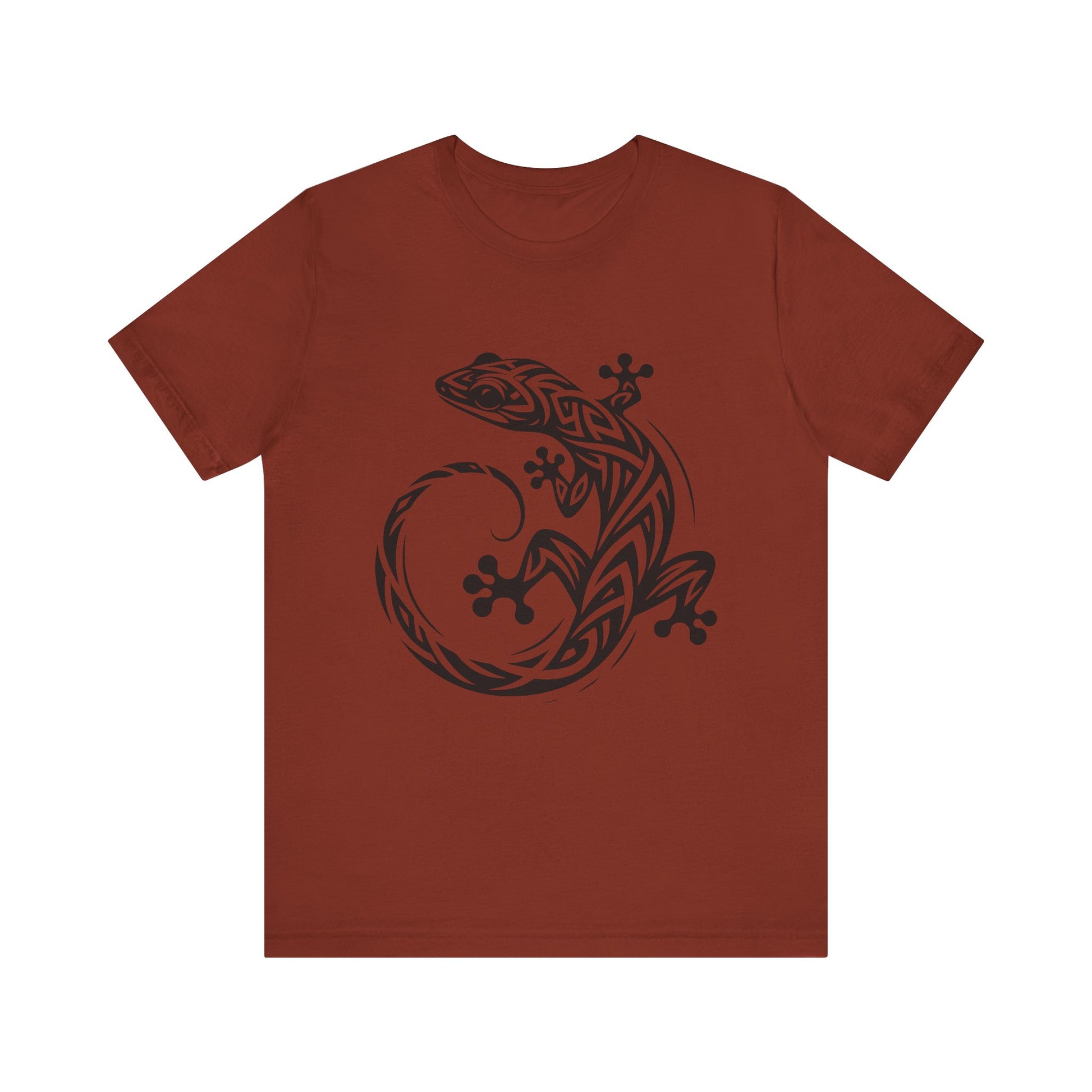 Tribal Gecko Tee – Bold Lizard Tattoo Art on Crisp White T-Shirt