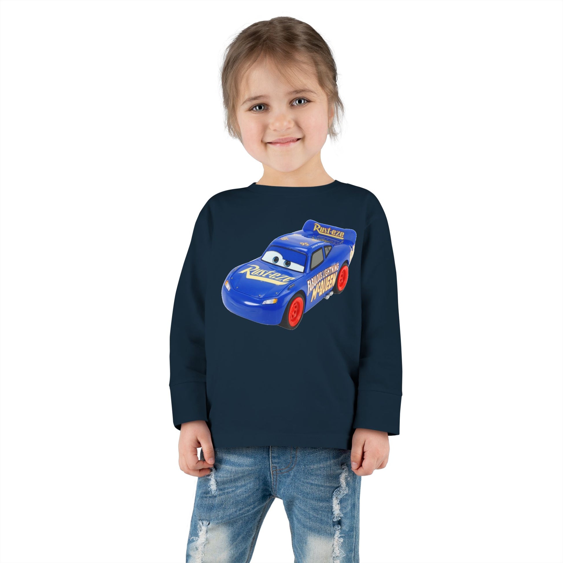 Toddler Long Sleeve Tee with Race Car Design
