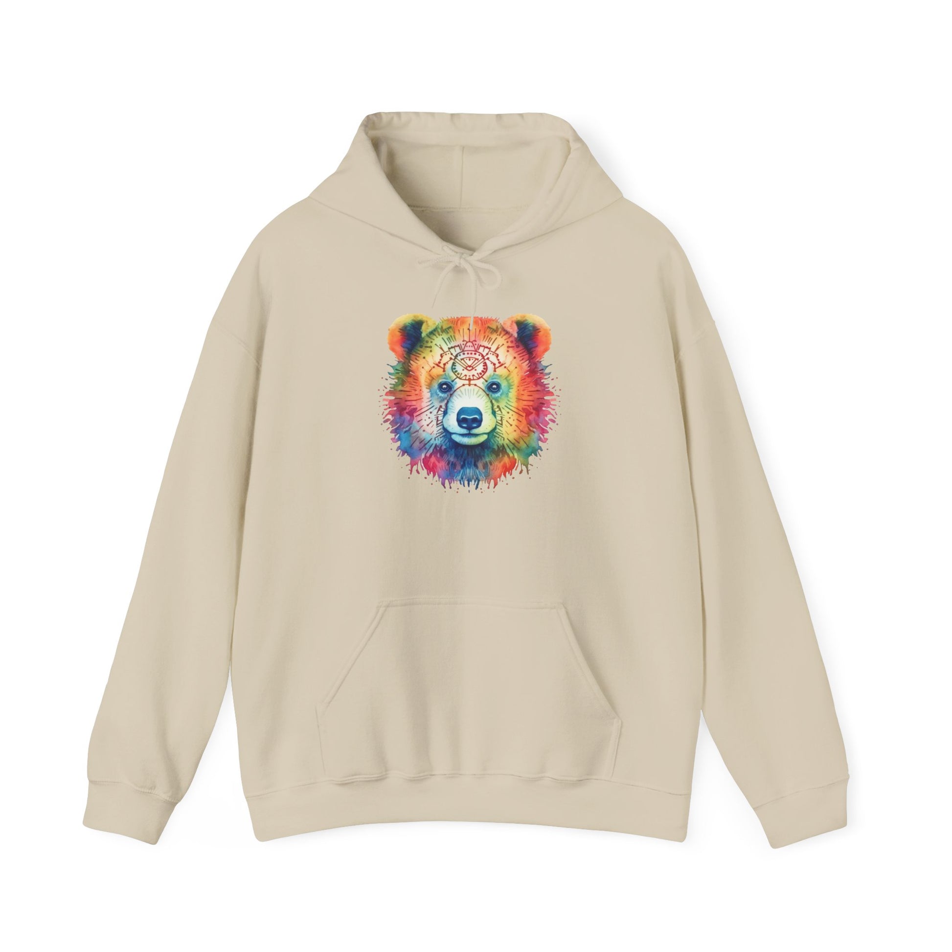 Psychedelic Bear Hoodie – Colorful Mandala Animal Sweatshirt for Artistic, Free-Spirited Style