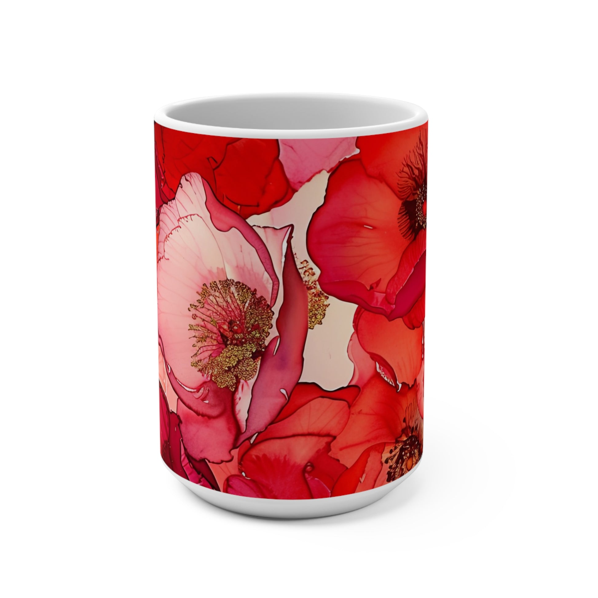 Vibrant Red Poppies Floral Art Mug
