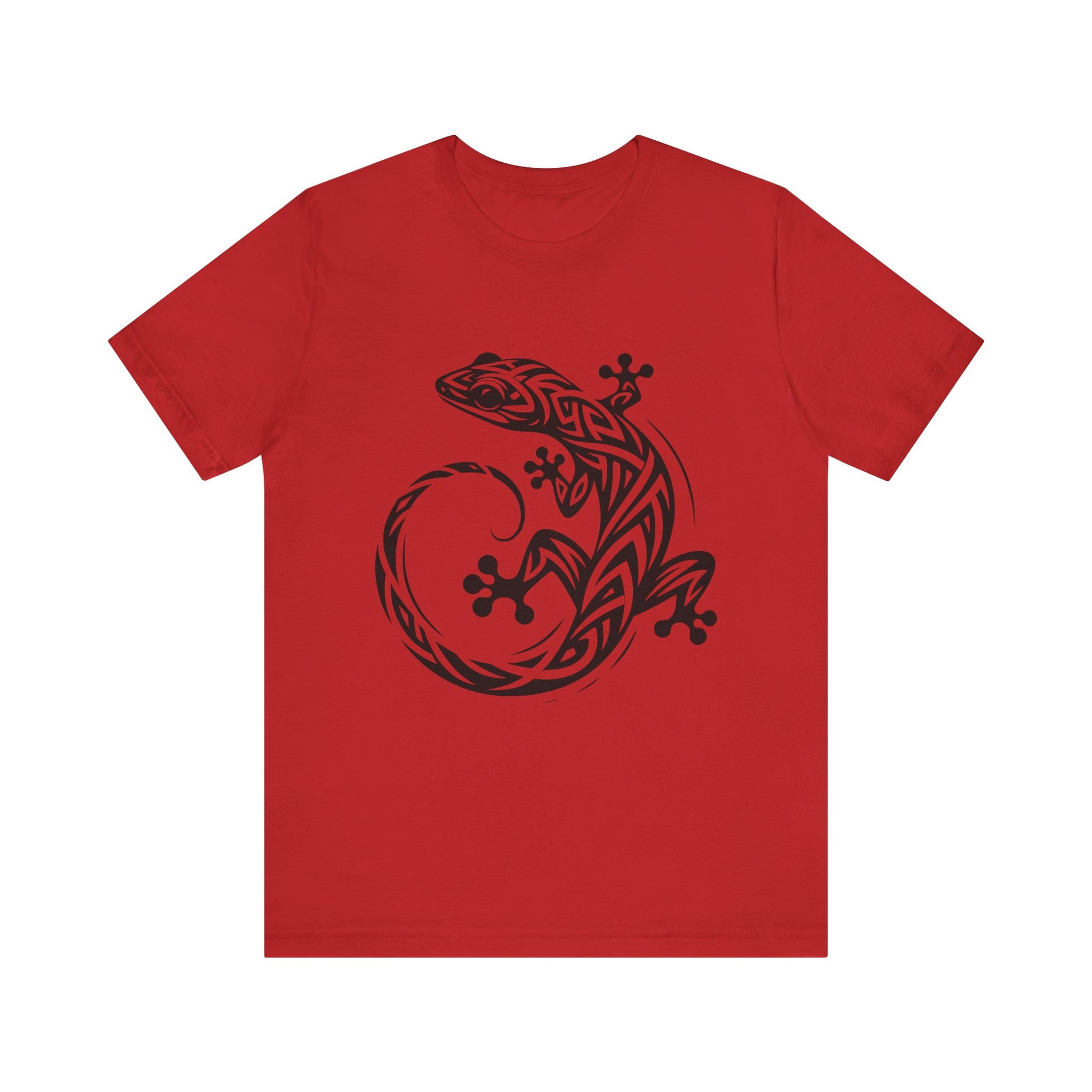 Tribal Gecko Tee – Bold Lizard Tattoo Art on Crisp White T-Shirt