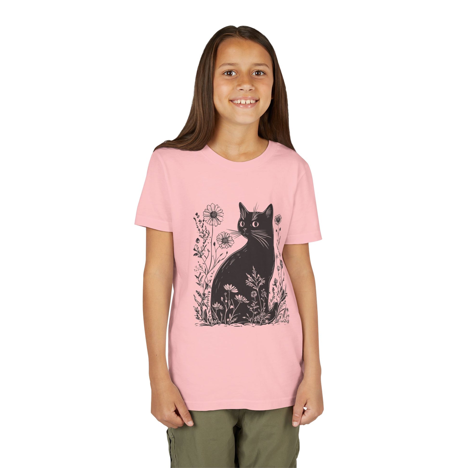 Black Cat Youth Tee, Cute Cat Graphic Shirt