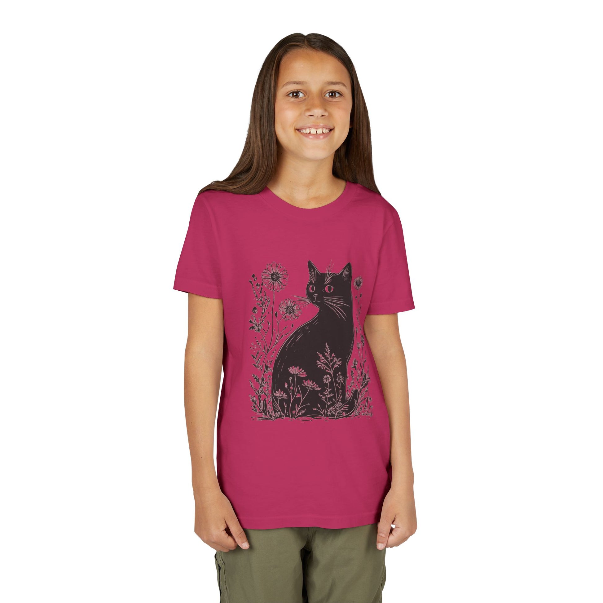 Black Cat Youth Tee, Cute Cat Graphic Shirt