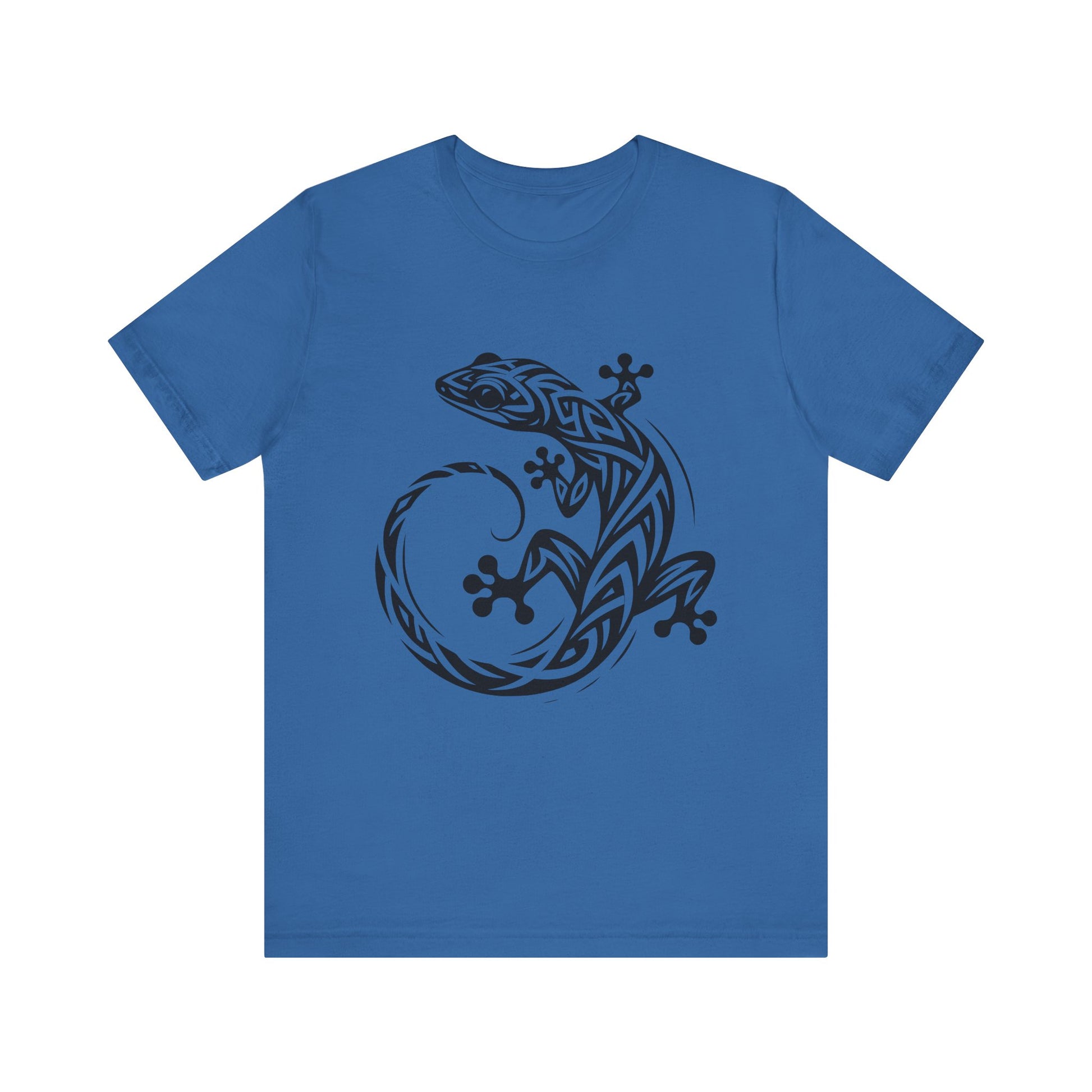 Tribal Gecko Tee – Bold Lizard Tattoo Art on Crisp White T-Shirt
