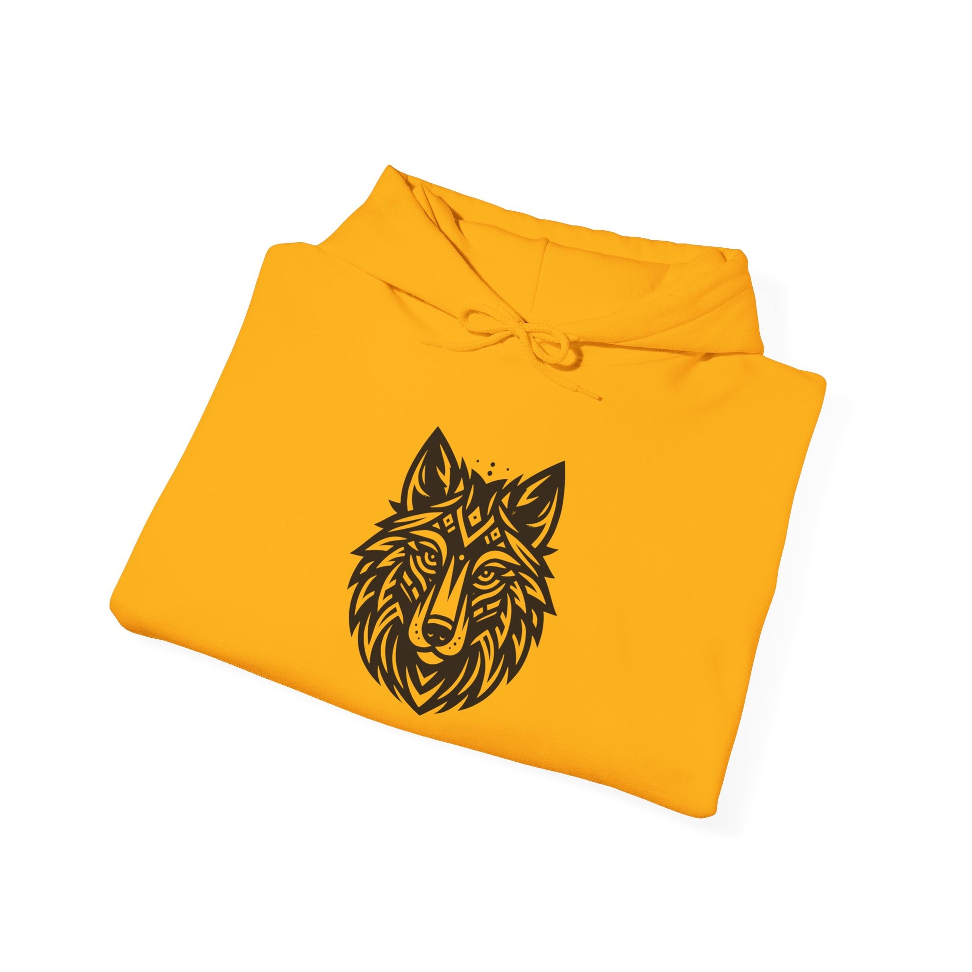 Tribal Wolf Hoodie – Spirit of the Wild in Bold Black Design