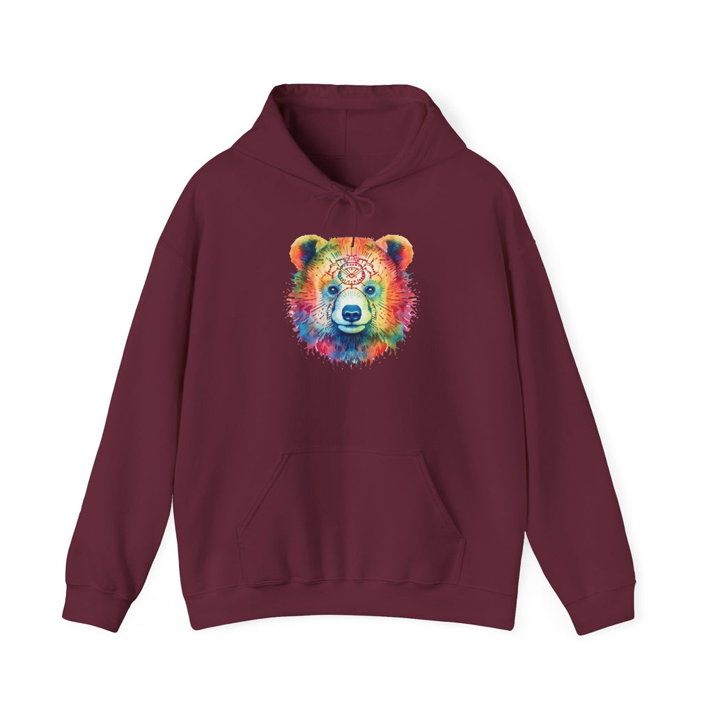 Psychedelic Bear Hoodie – Colorful Mandala Animal Sweatshirt for Artistic, Free-Spirited Style