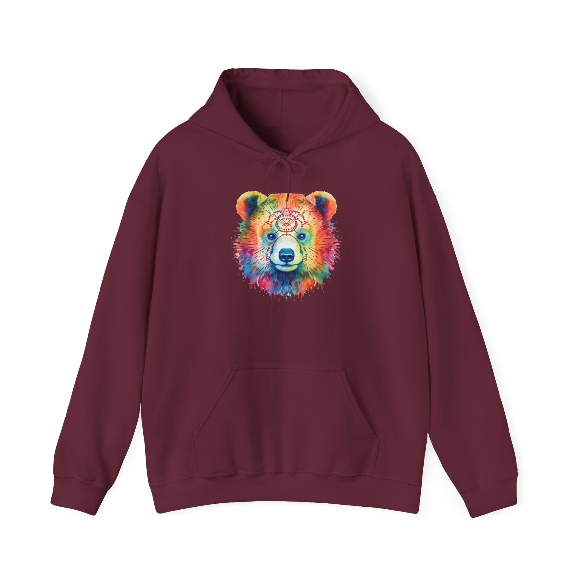 Psychedelic Bear Hoodie – Colorful Mandala Animal Sweatshirt for Artistic, Free-Spirited Style