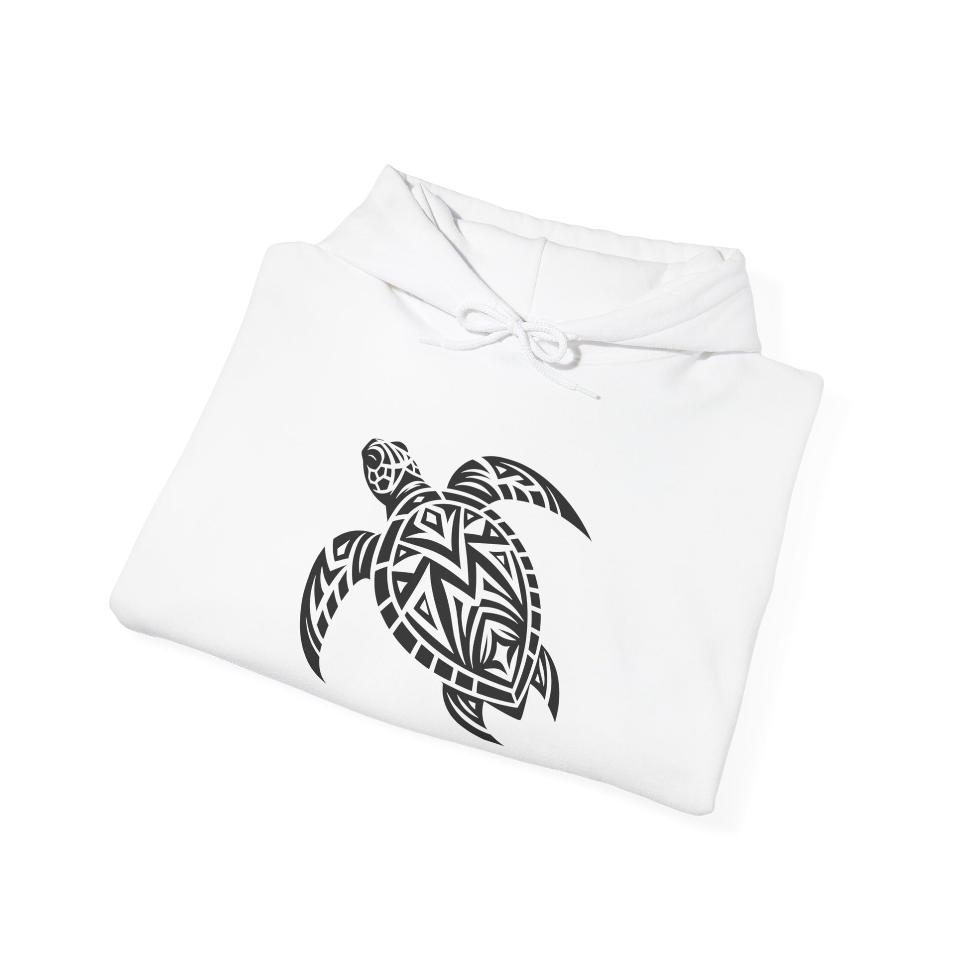 Tribal Sea Turtle Hoodie – Bold Island Spirit on White Pullover