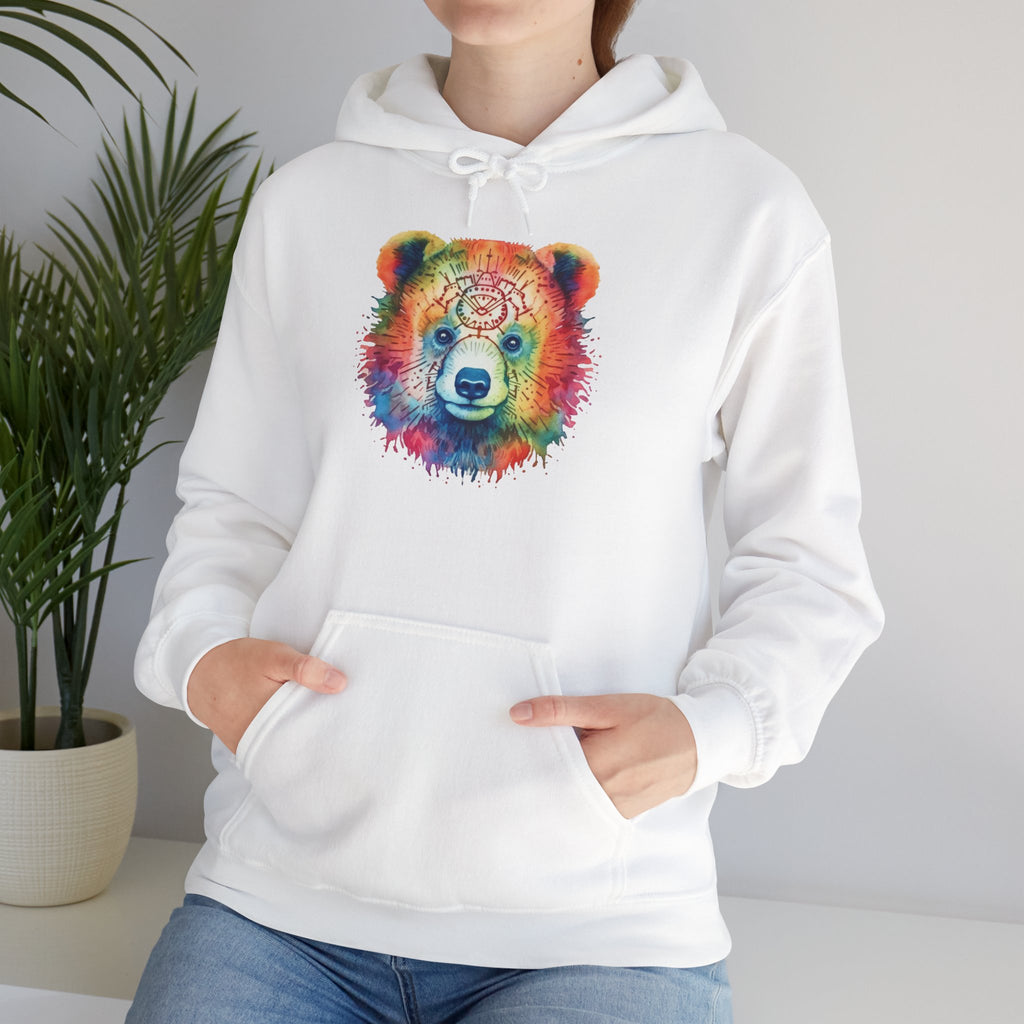 Psychedelic Bear Hoodie – Colorful Mandala Animal Sweatshirt for Artistic, Free-Spirited Style