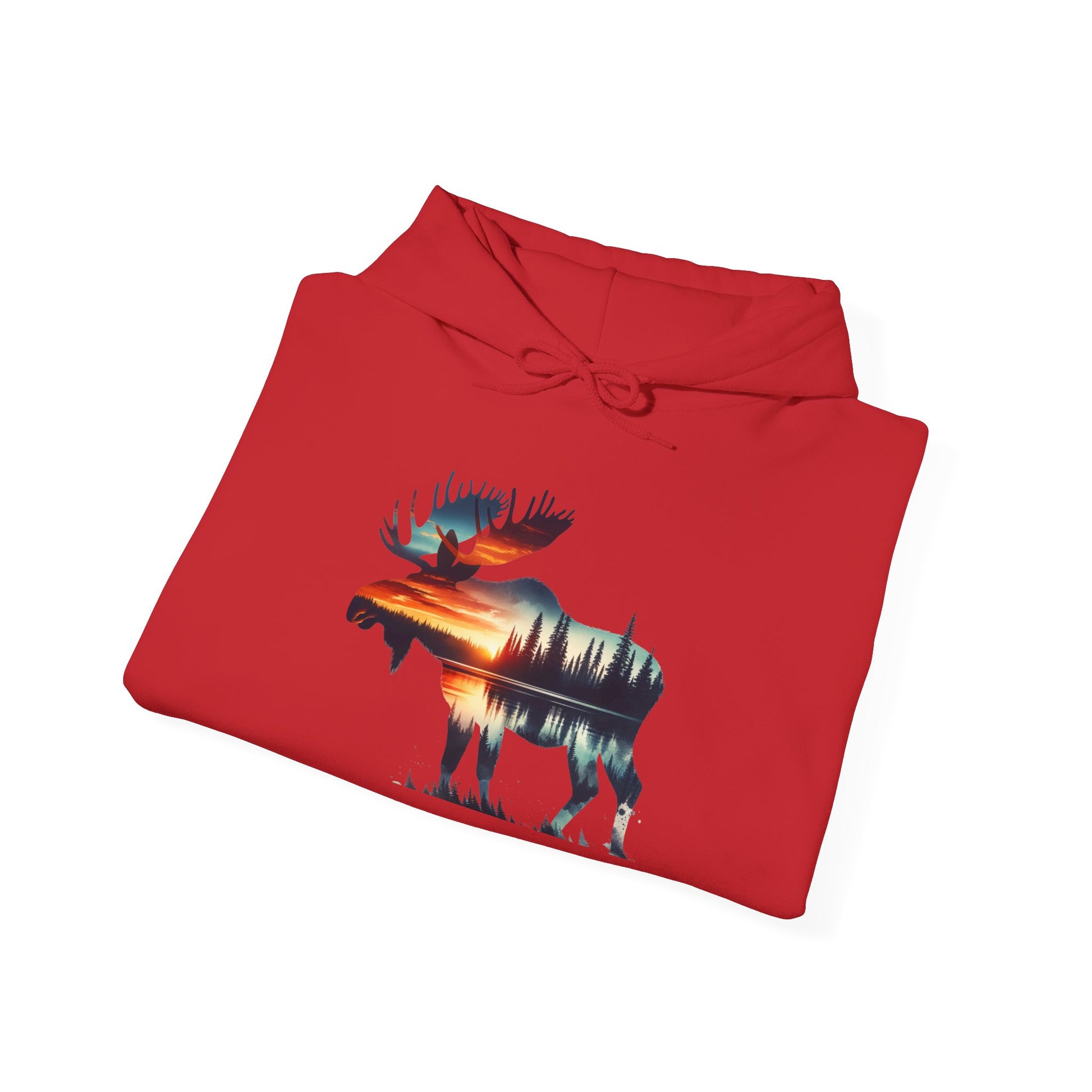 Sunset Wilderness Moose Hoodie – Nature’s Silhouette Adventure Wear