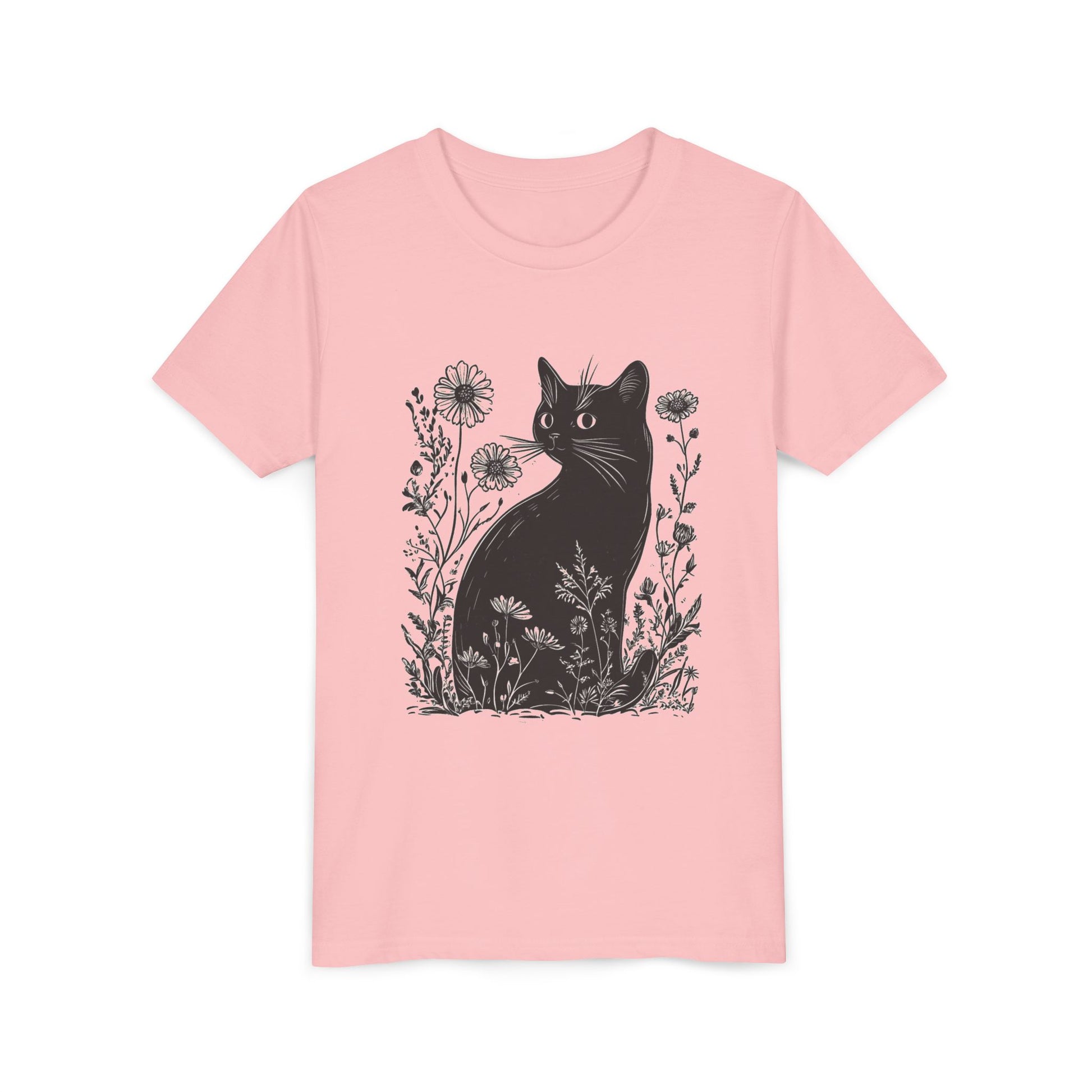 Black Cat Youth Tee, Cute Cat Graphic Shirt