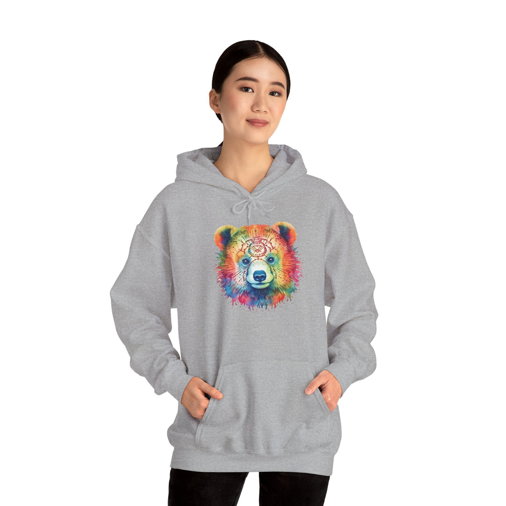 Psychedelic Bear Hoodie – Colorful Mandala Animal Sweatshirt for Artistic, Free-Spirited Style