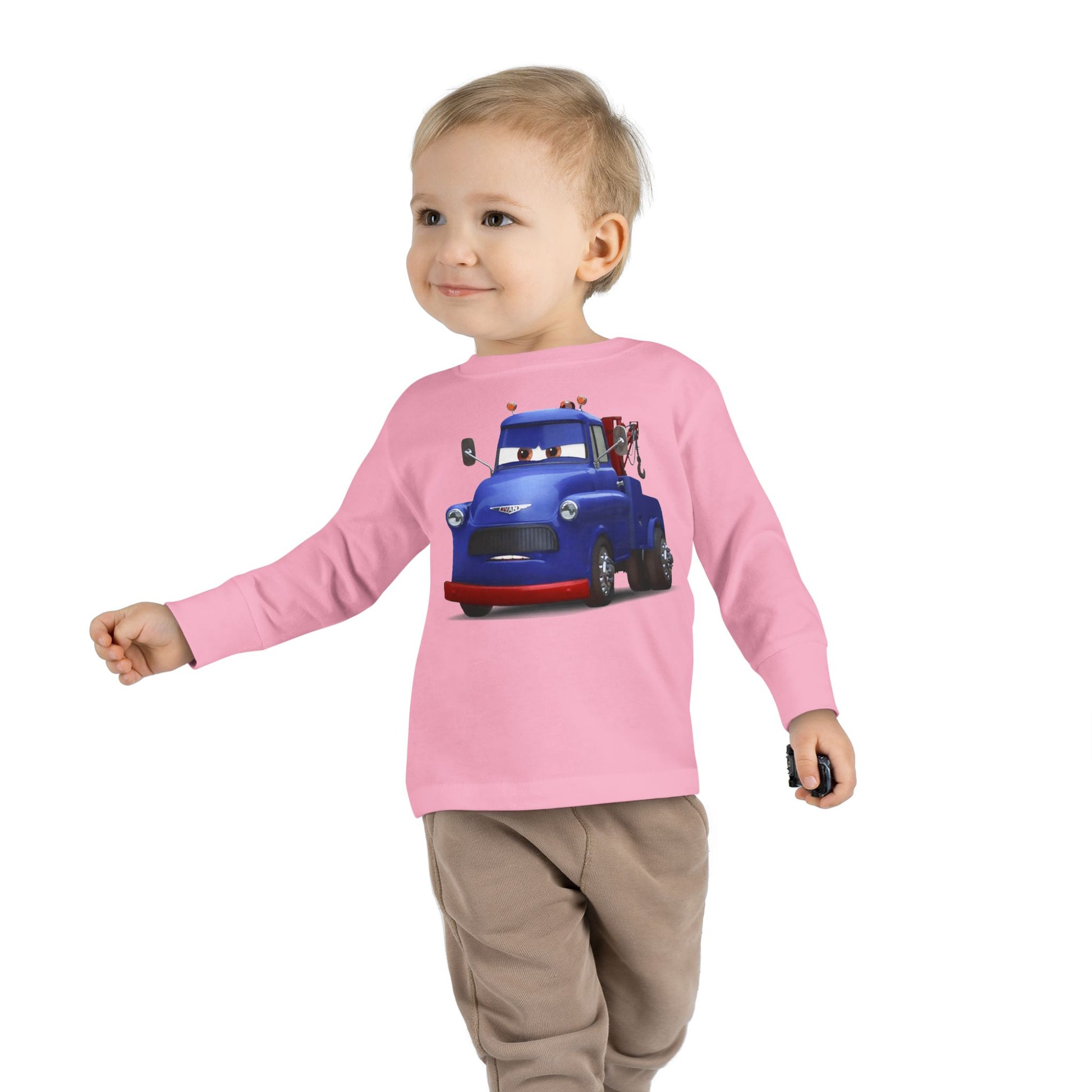 Toddler Long Sleeve Tee featuring a Fun Cartoon Truck