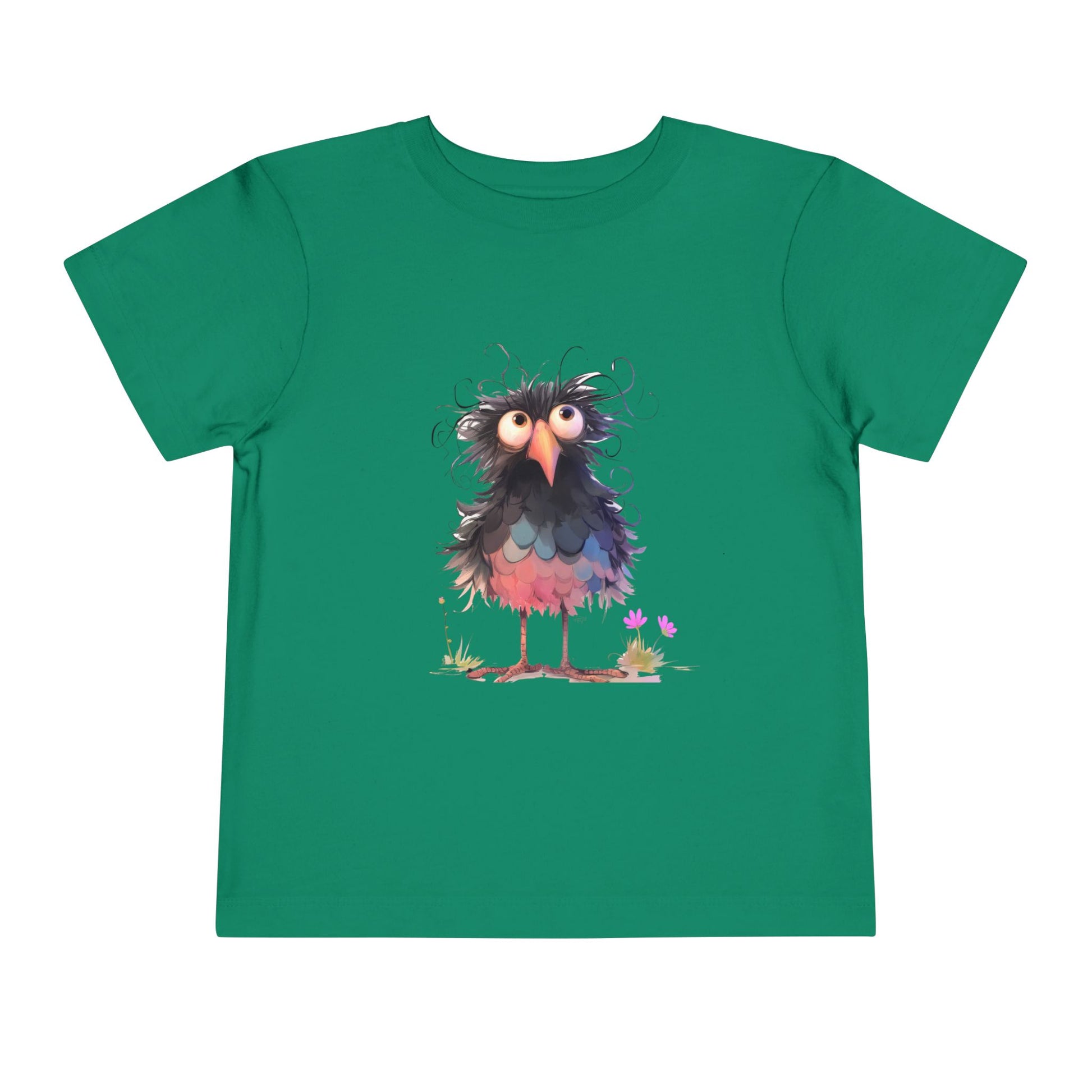 Whimsical Toddler Short Sleeve Tee with Adorable Cartoon Bird