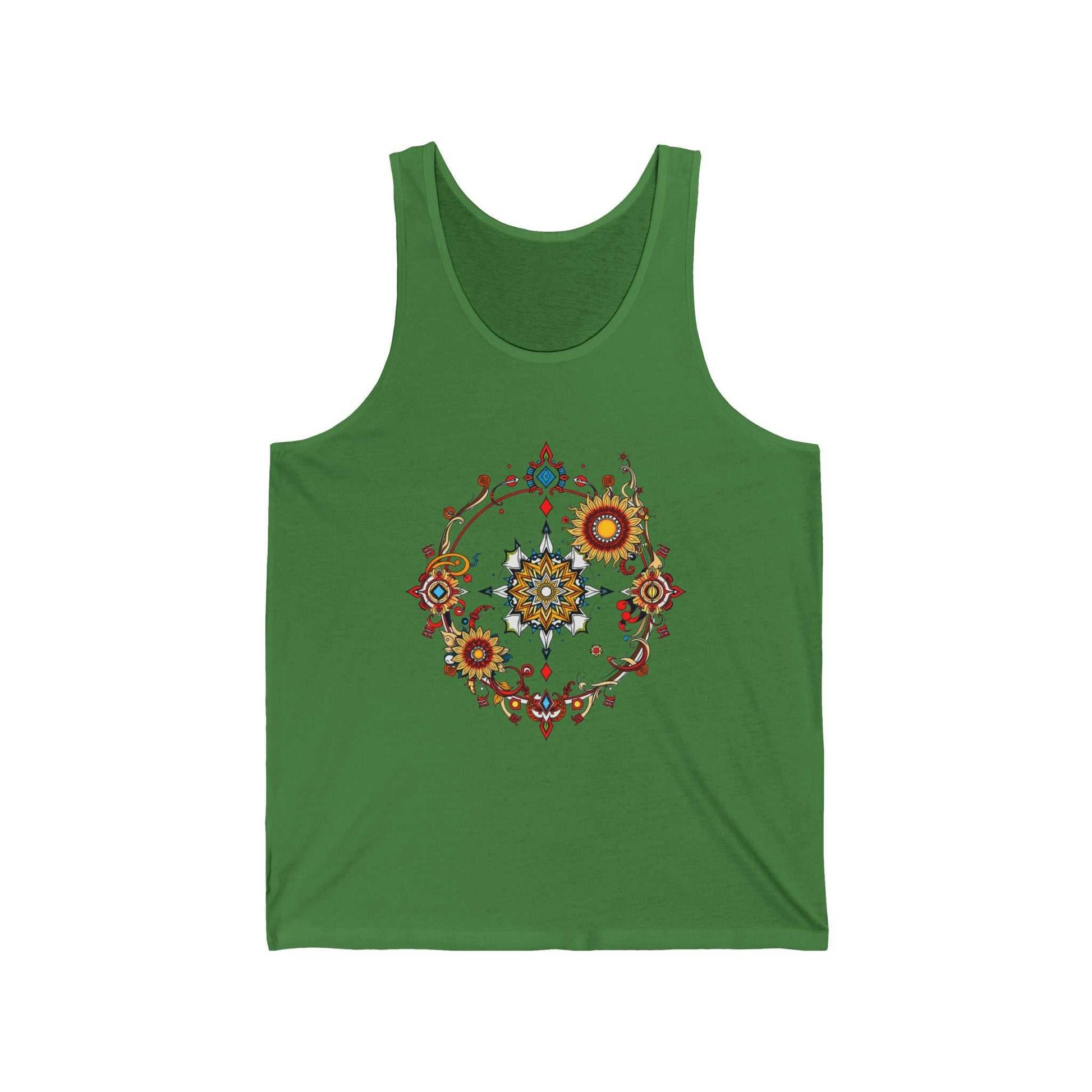 Muscle tank with a vivid psychedelic graphic for bold retro vibes