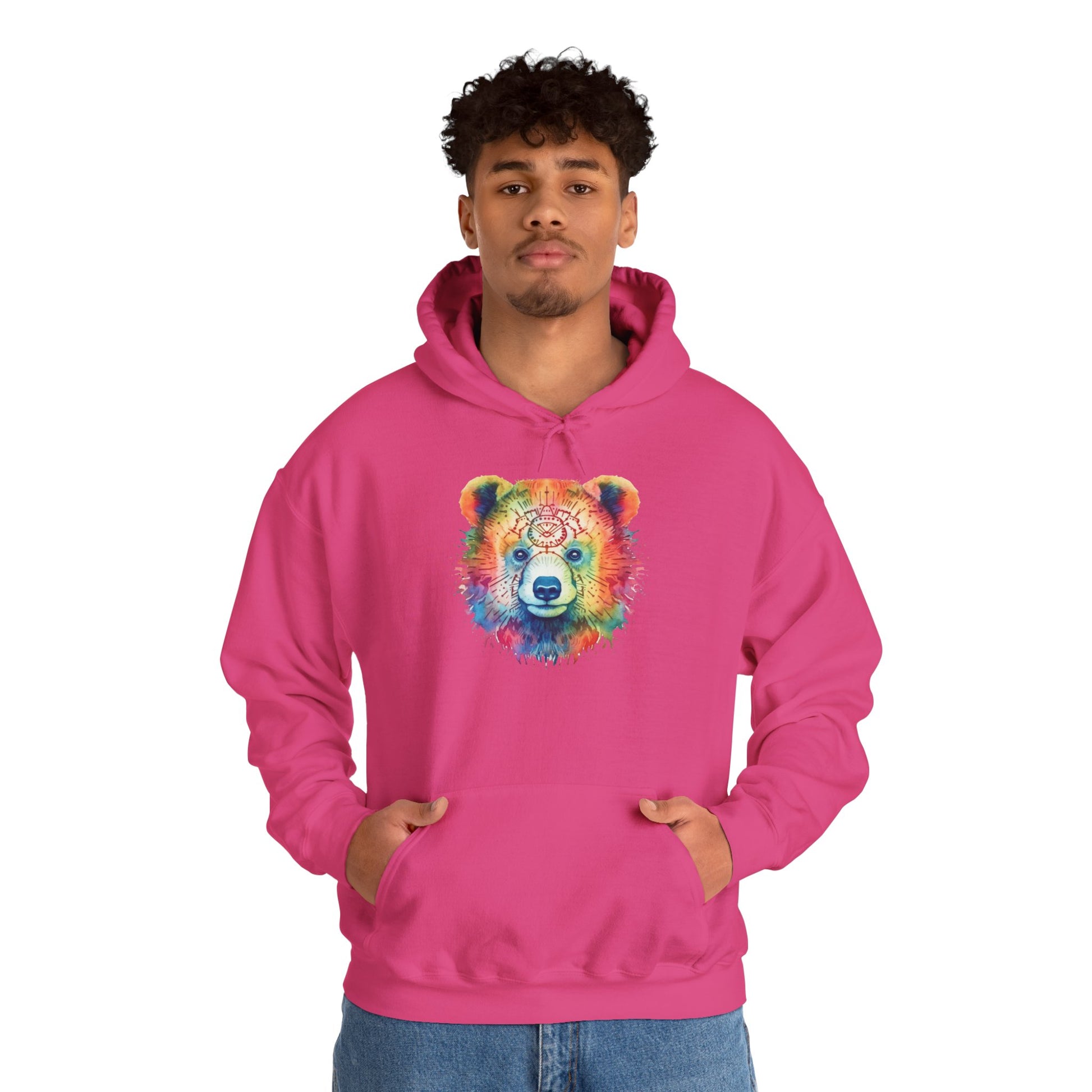 Psychedelic Bear Hoodie – Colorful Mandala Animal Sweatshirt for Artistic, Free-Spirited Style