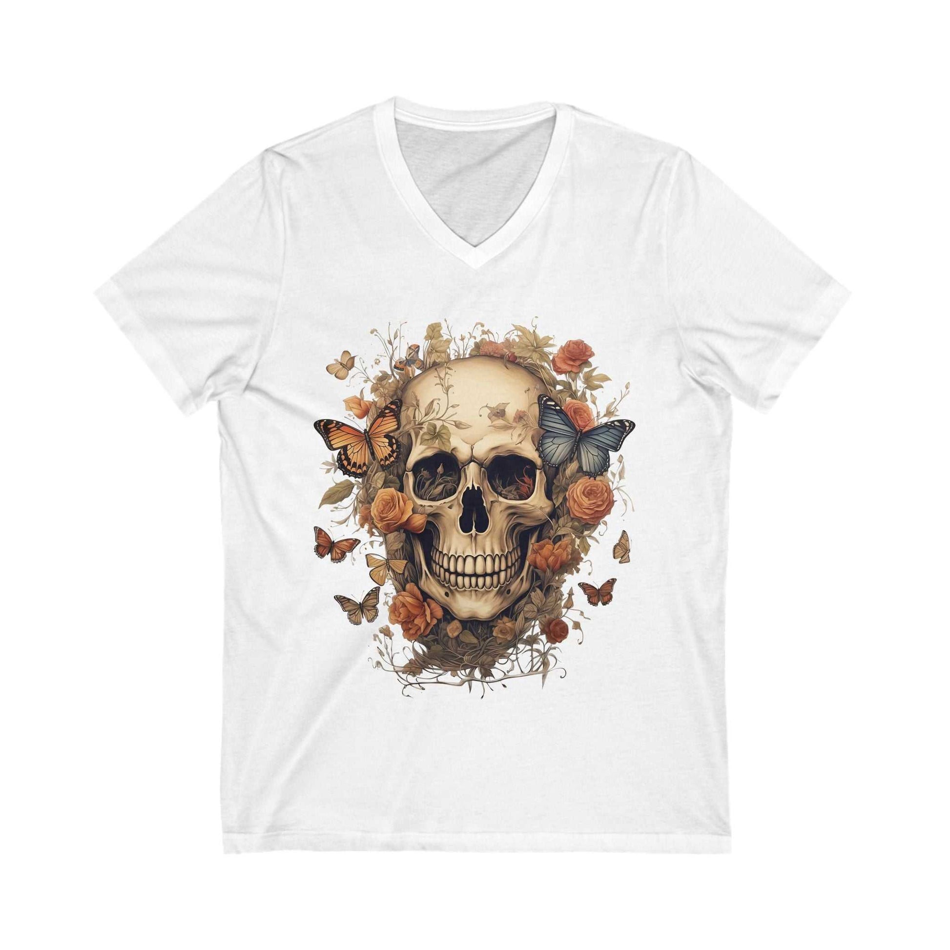 Skull & Flowers V-Neck