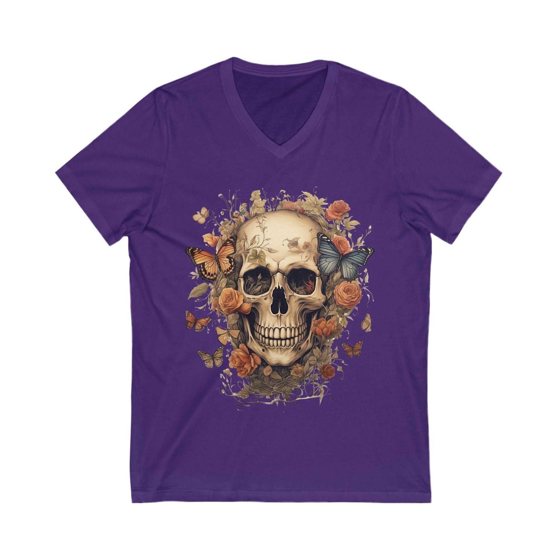 Skull & Flowers V-Neck