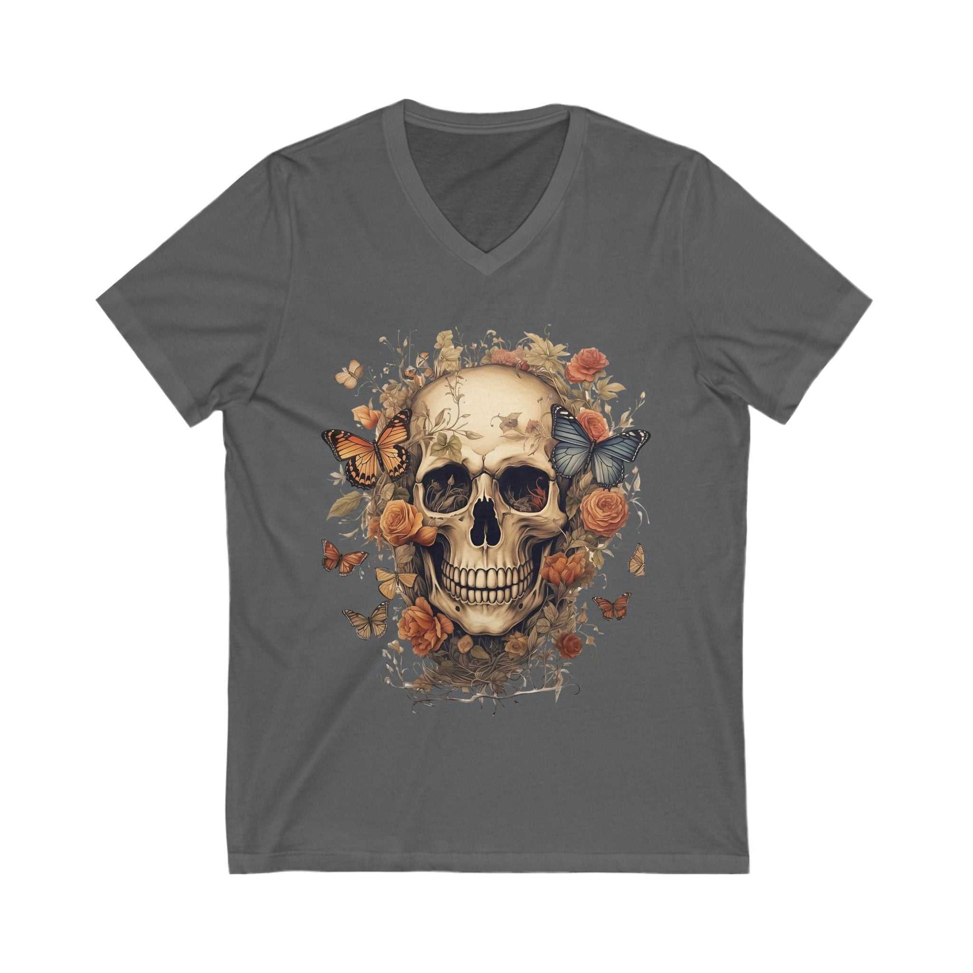 Skull & Flowers V-Neck