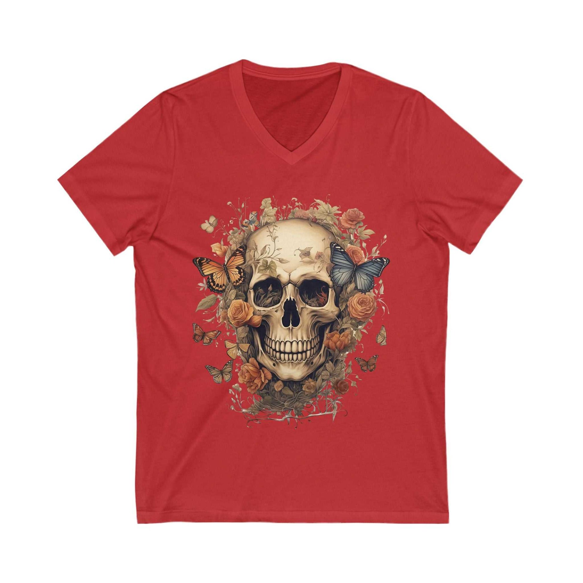 Skull & Flowers V-Neck