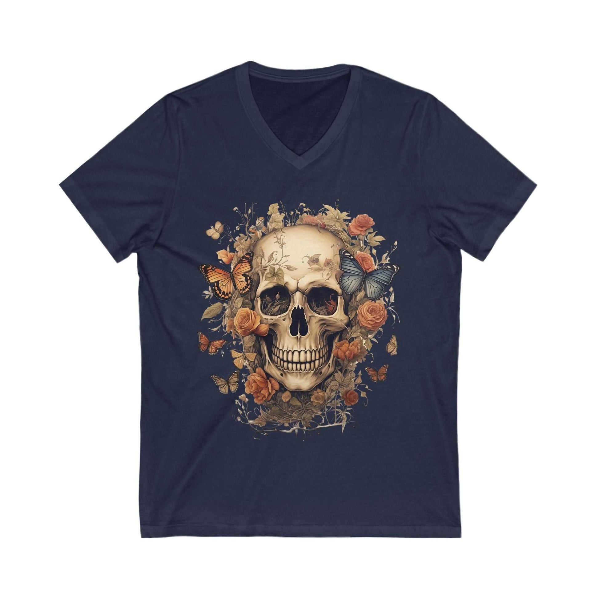 Skull & Flowers V-Neck