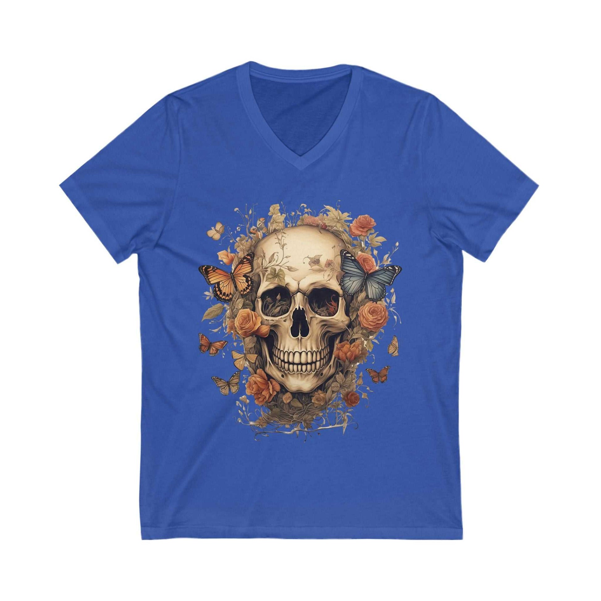 Skull & Flowers V-Neck