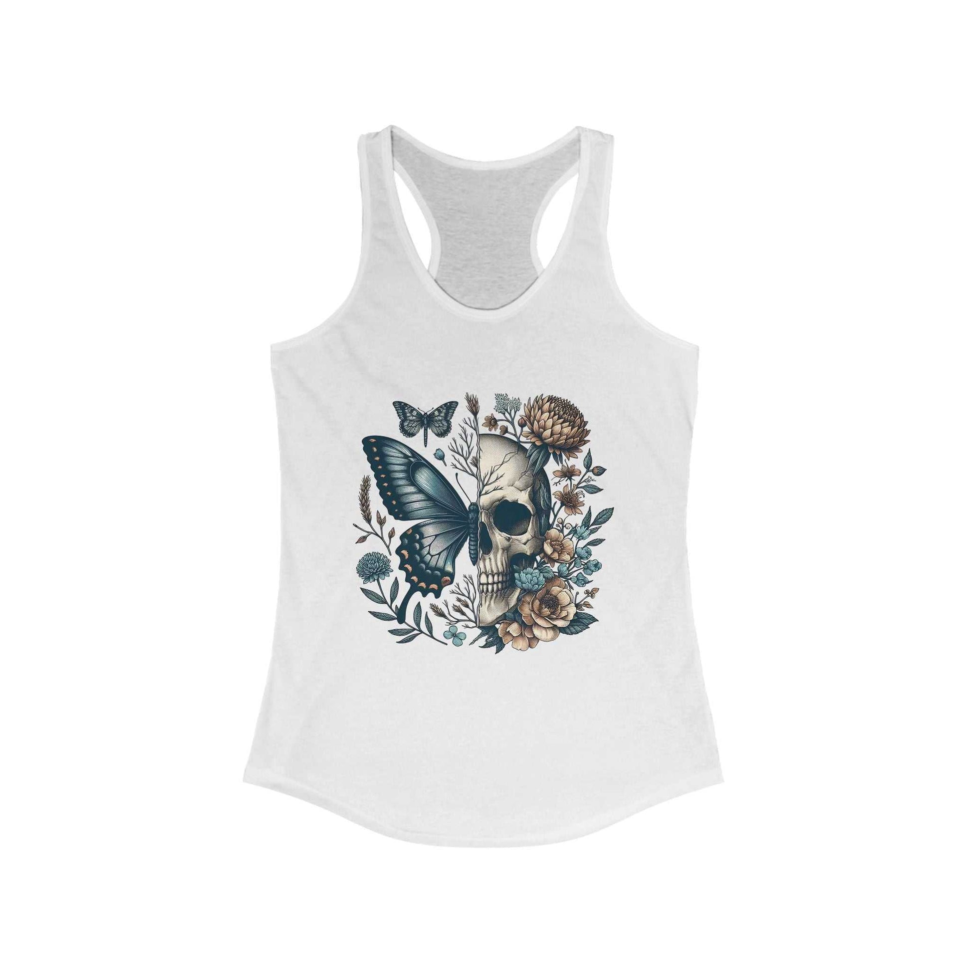 Fierce & Feminine Tank Skull & Butterfly