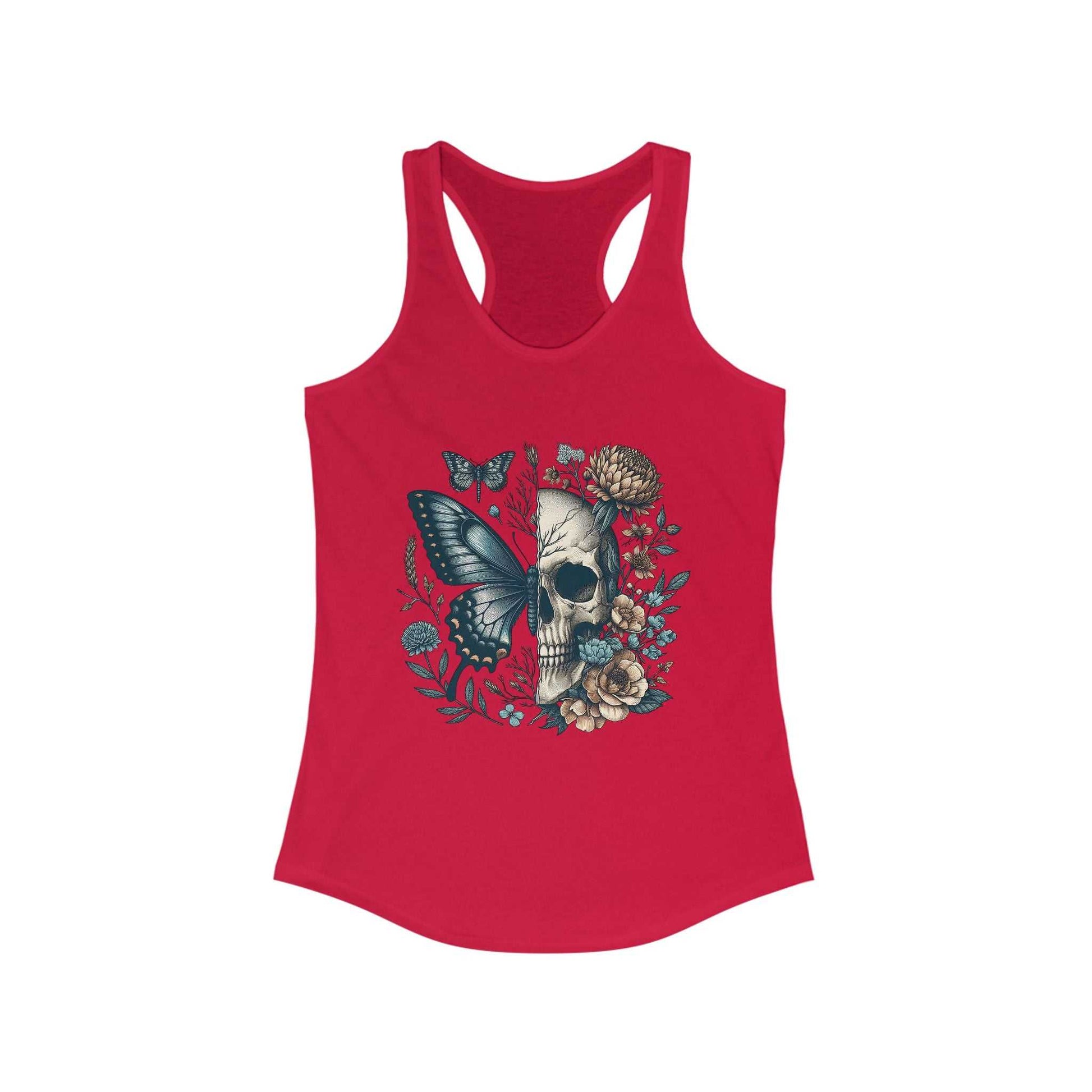 Fierce & Feminine Tank Skull & Butterfly