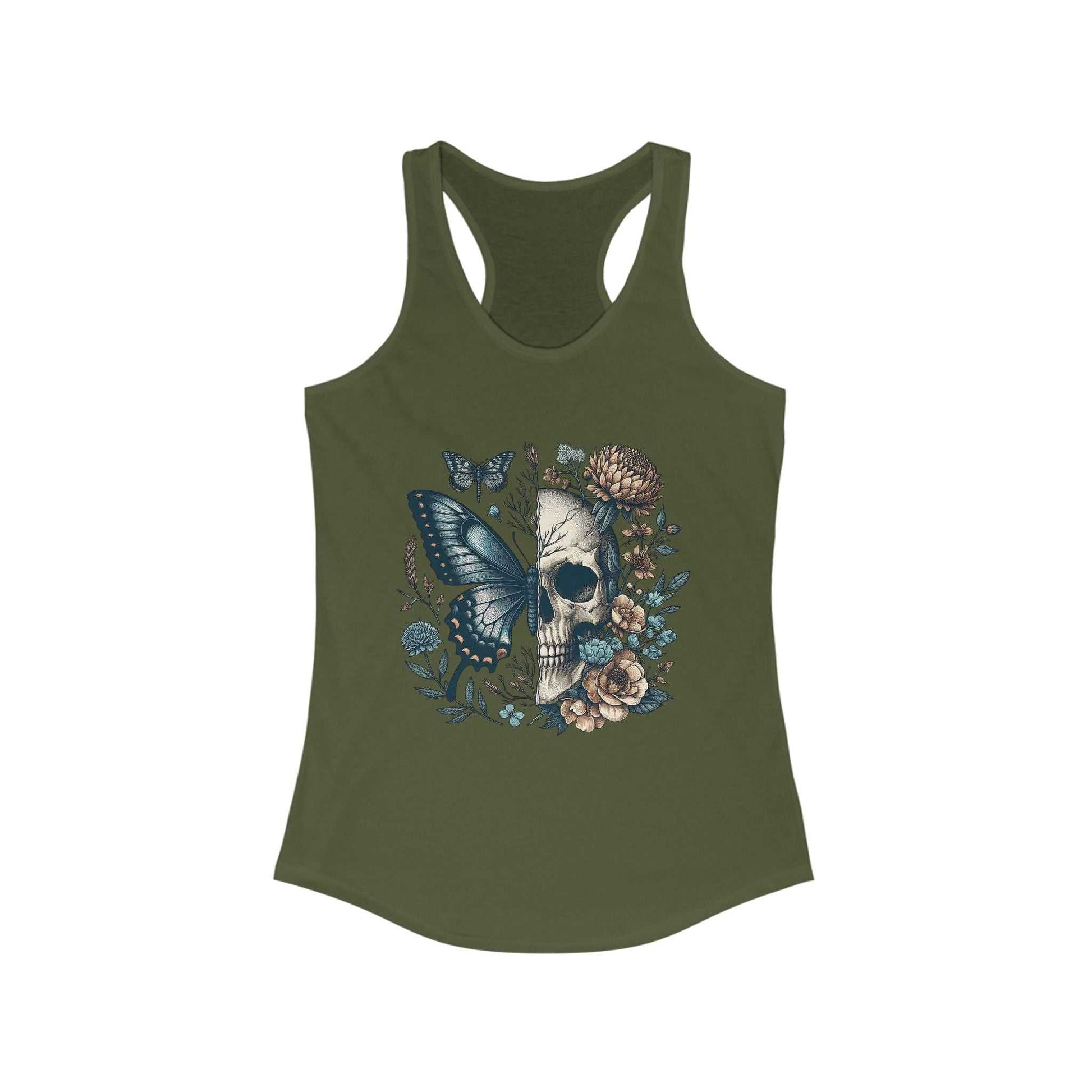 Fierce & Feminine Tank Skull & Butterfly