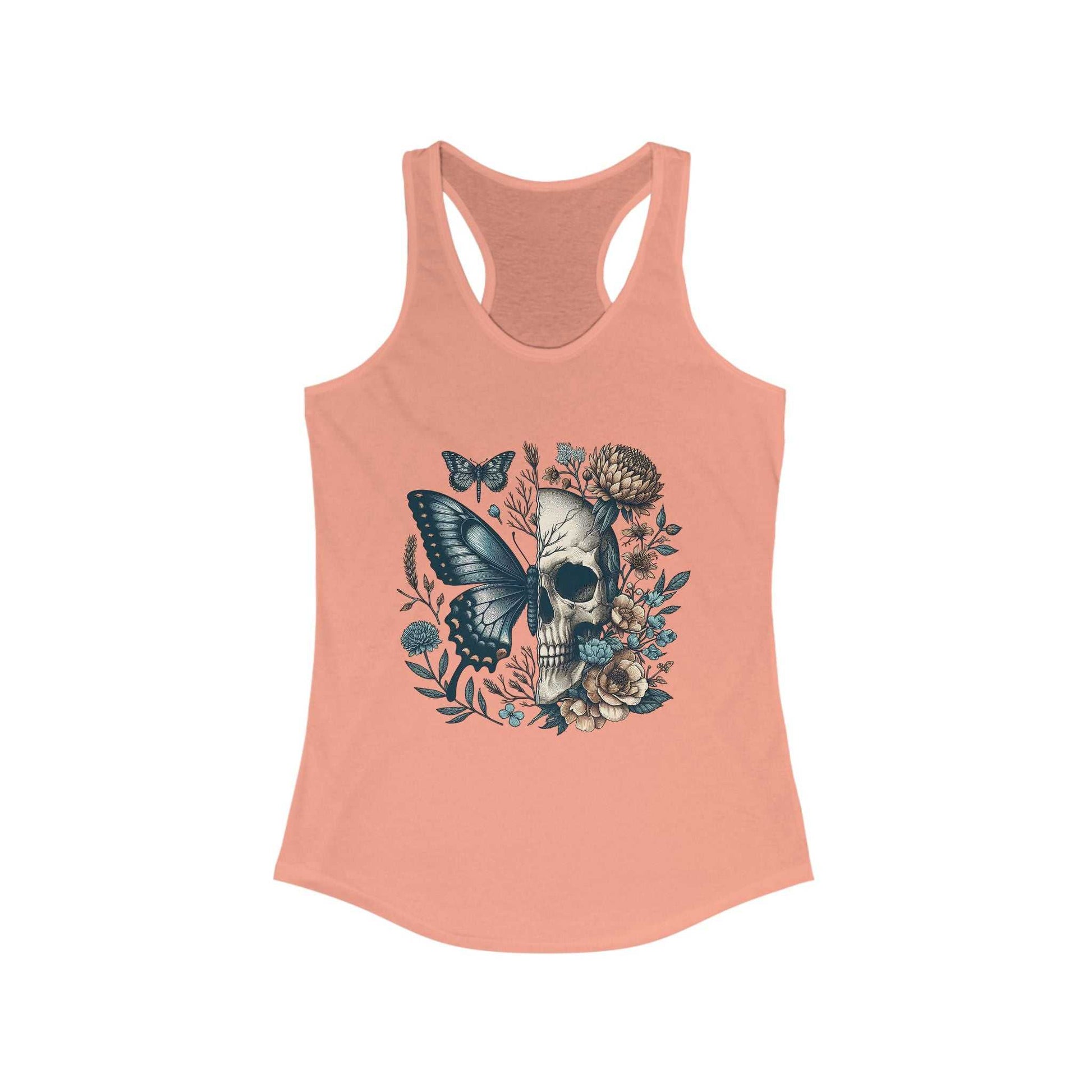 Fierce & Feminine Tank Skull & Butterfly