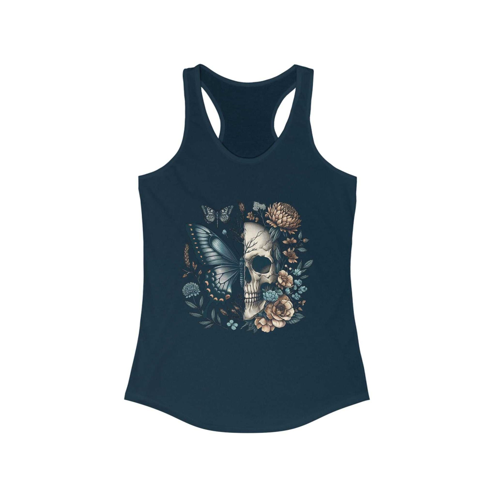 Fierce & Feminine Tank Skull & Butterfly