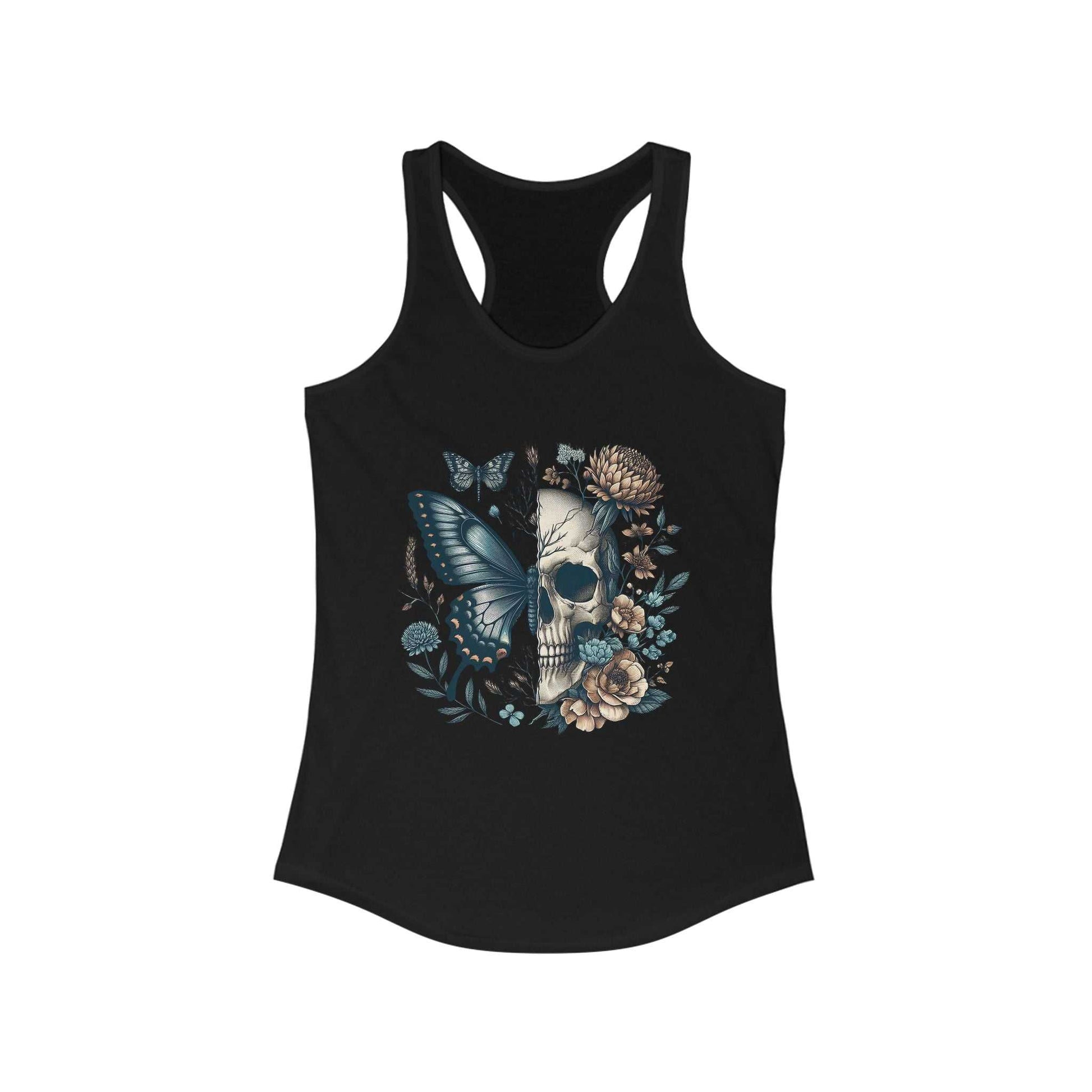 Fierce & Feminine Tank Skull & Butterfly
