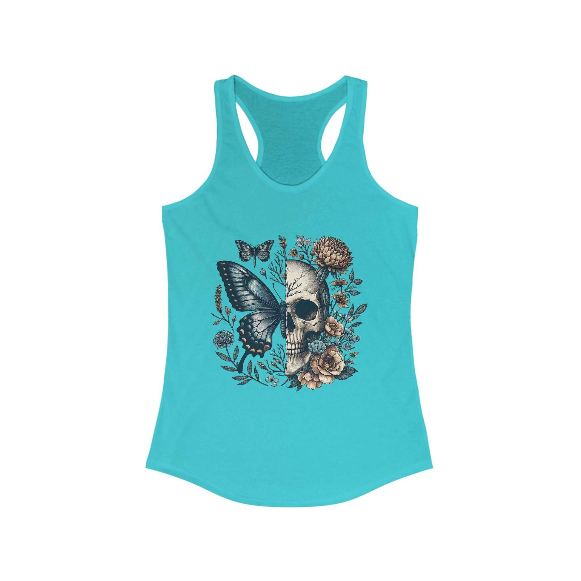 Fierce & Feminine Tank Skull & Butterfly