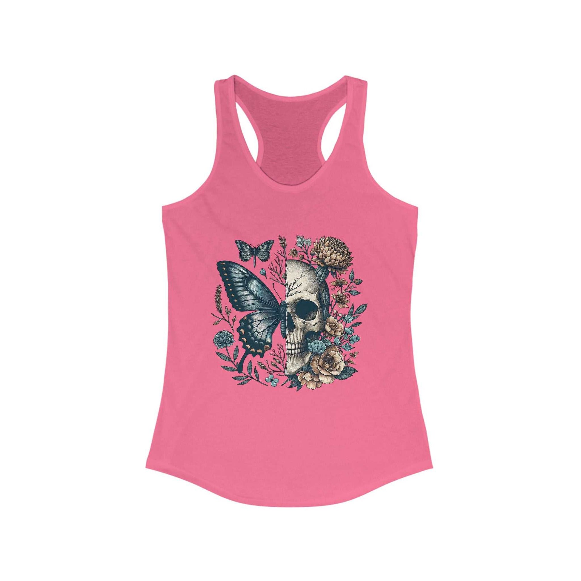 Fierce & Feminine Tank Skull & Butterfly