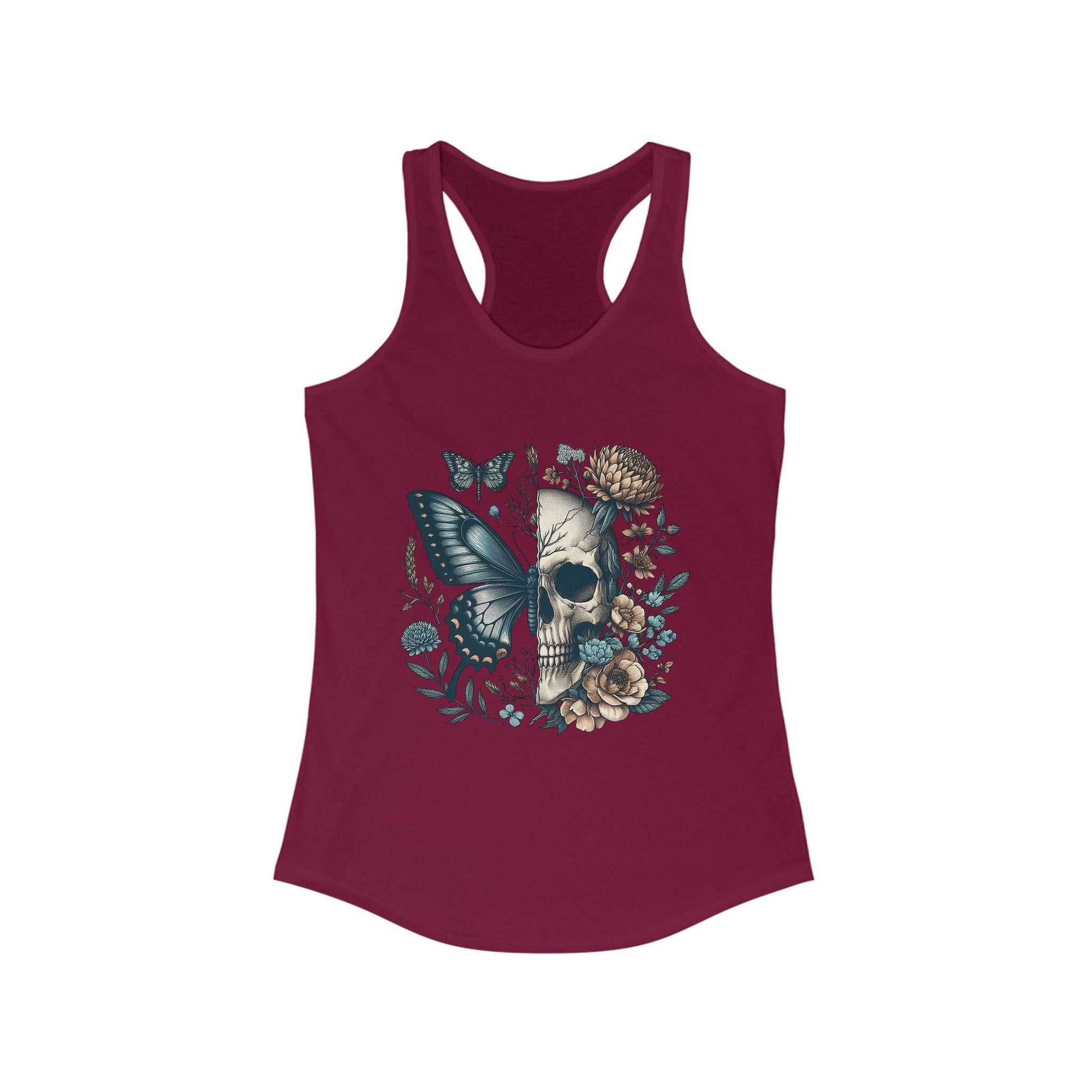 Fierce & Feminine Tank Skull & Butterfly