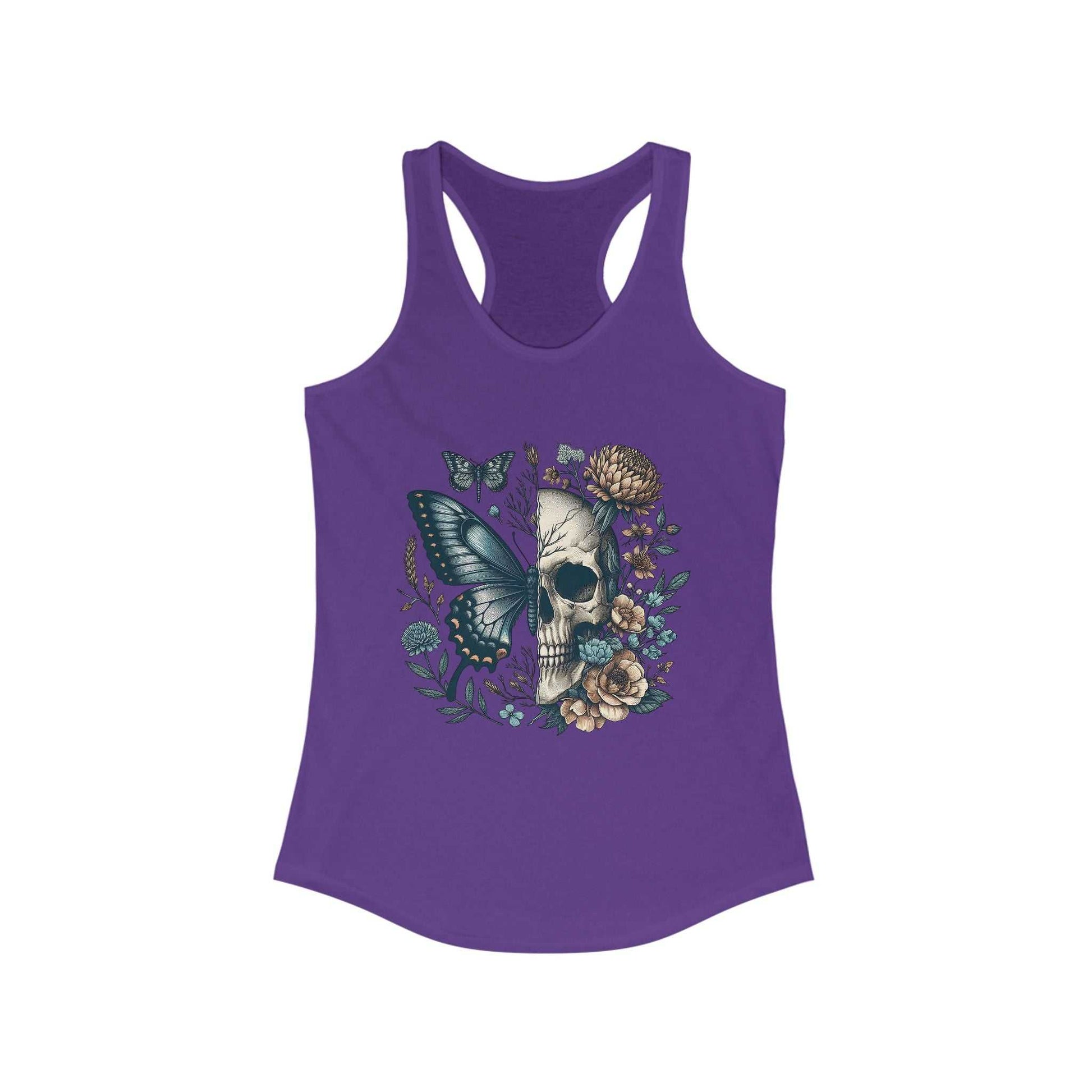 Fierce & Feminine Tank Skull & Butterfly