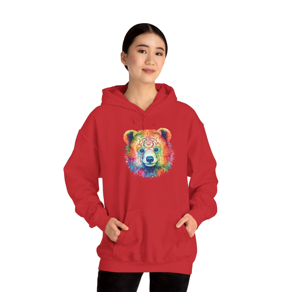 Psychedelic Bear Hoodie – Colorful Mandala Animal Sweatshirt for Artistic, Free-Spirited Style