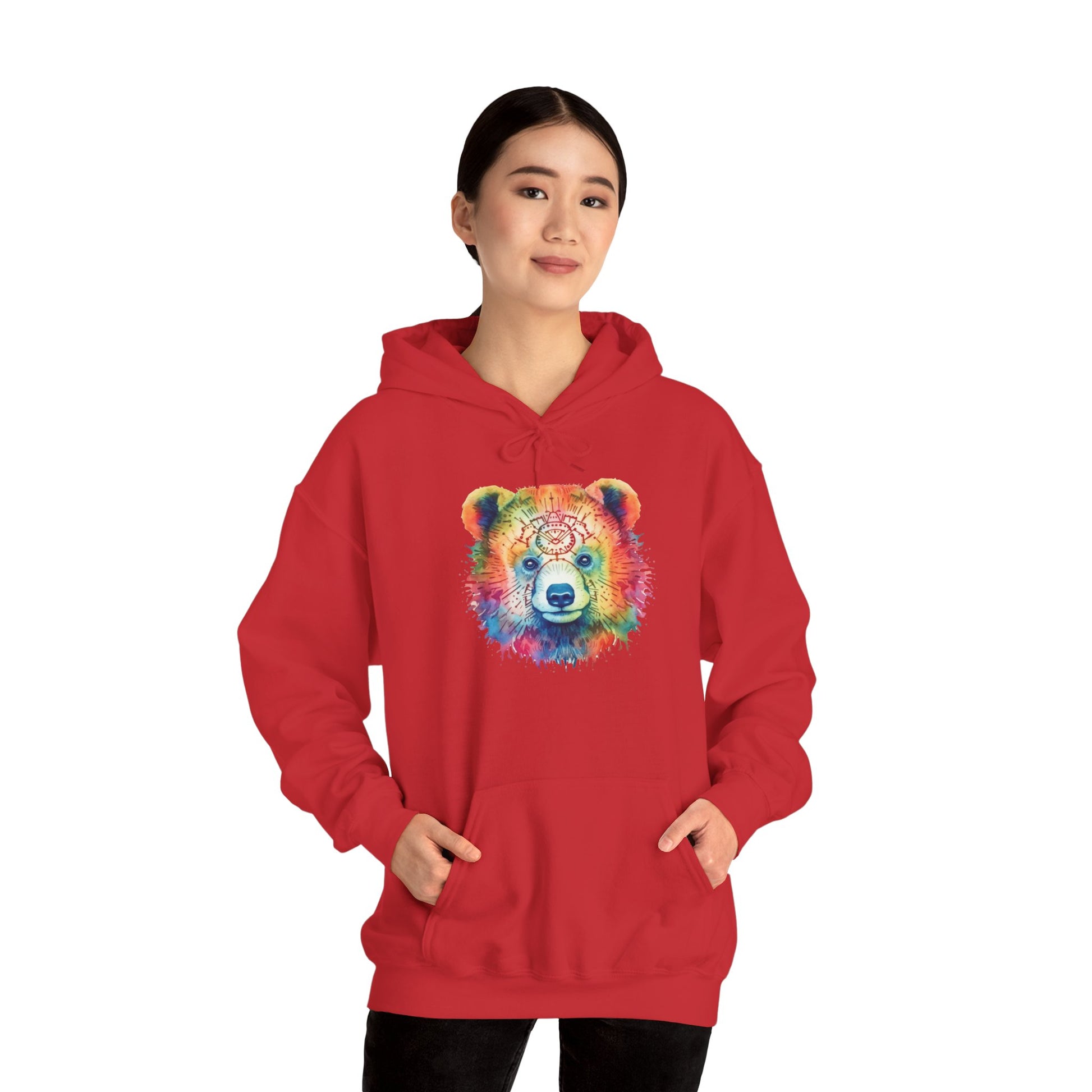Psychedelic Bear Hoodie – Colorful Mandala Animal Sweatshirt for Artistic, Free-Spirited Style