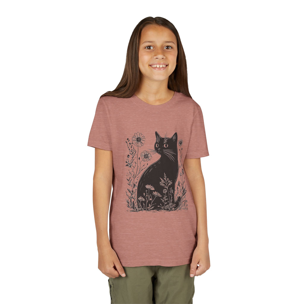 Black Cat Youth Tee, Cute Cat Graphic Shirt