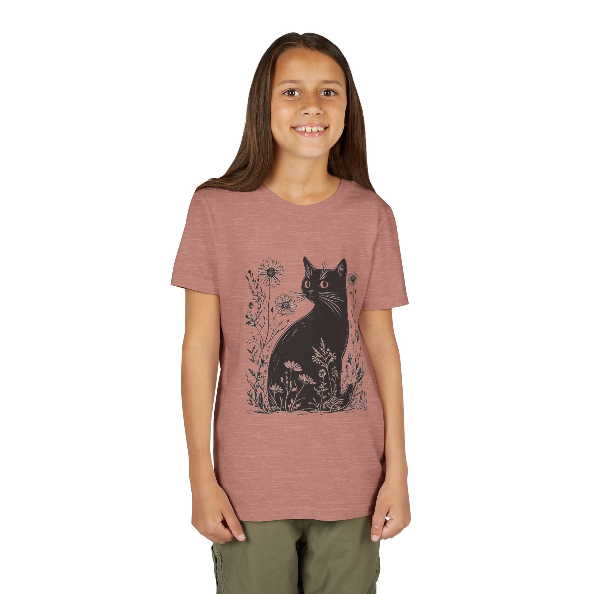Black Cat Youth Tee, Cute Cat Graphic Shirt