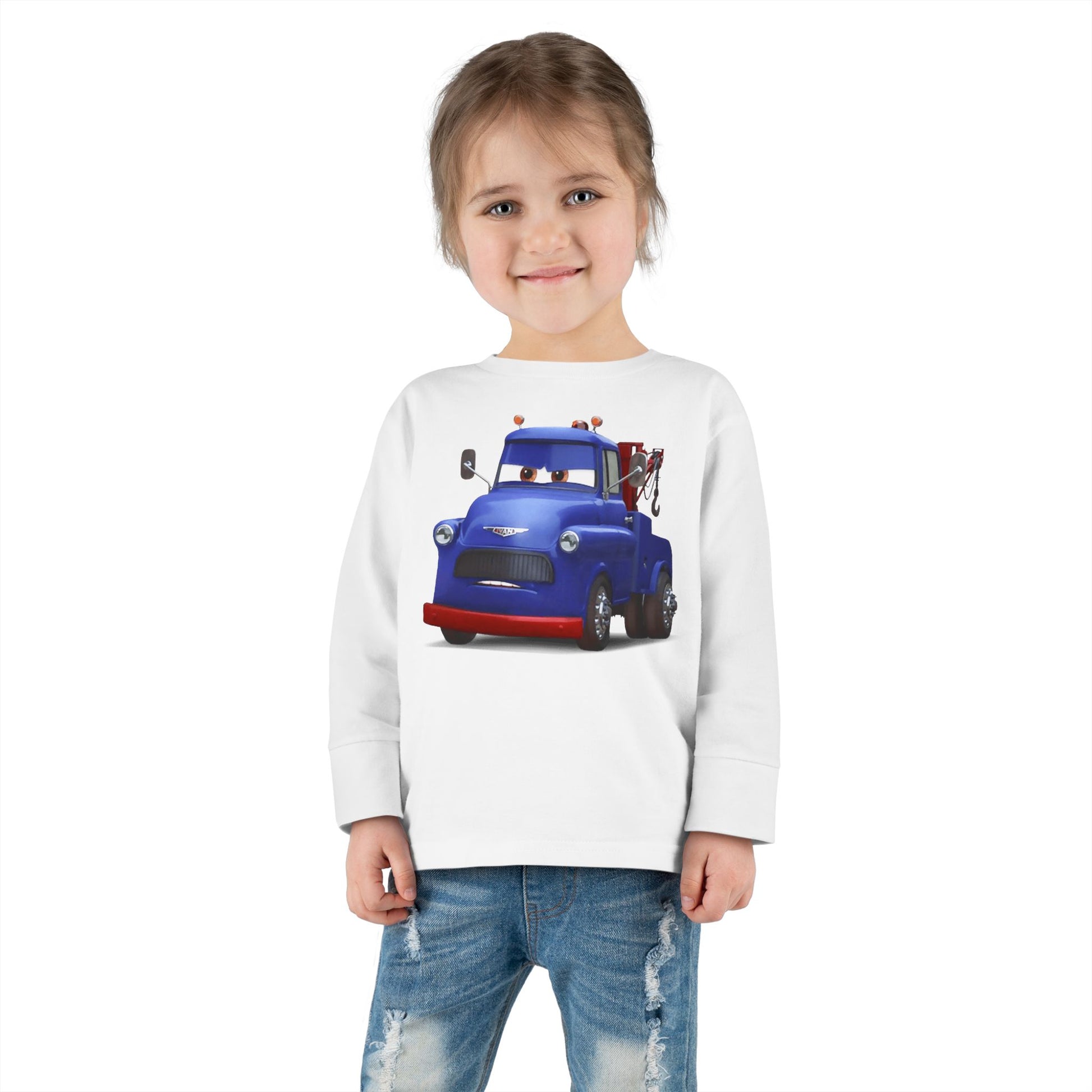 Toddler Long Sleeve Tee featuring a Fun Cartoon Truck