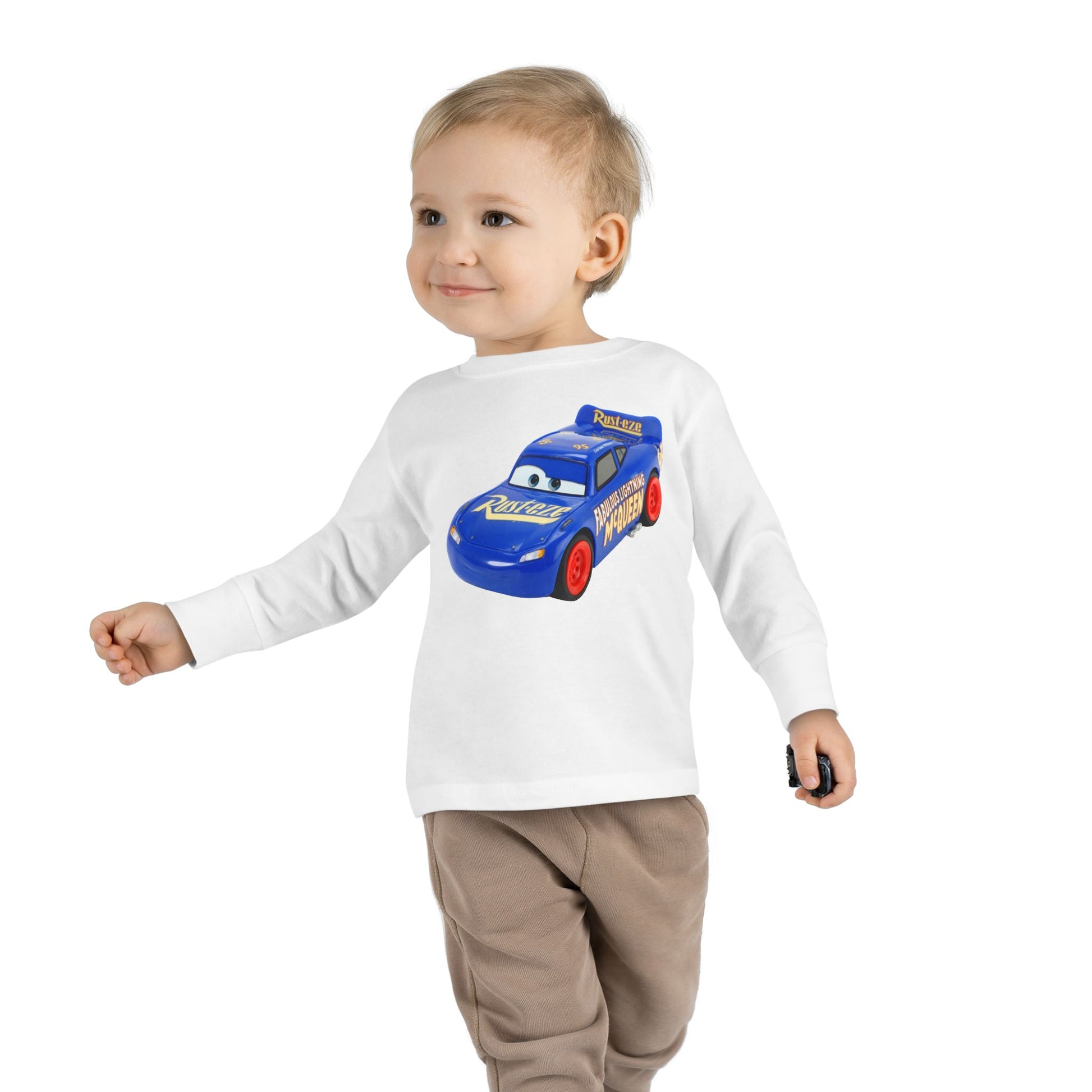 Toddler Long Sleeve Tee with Race Car Design