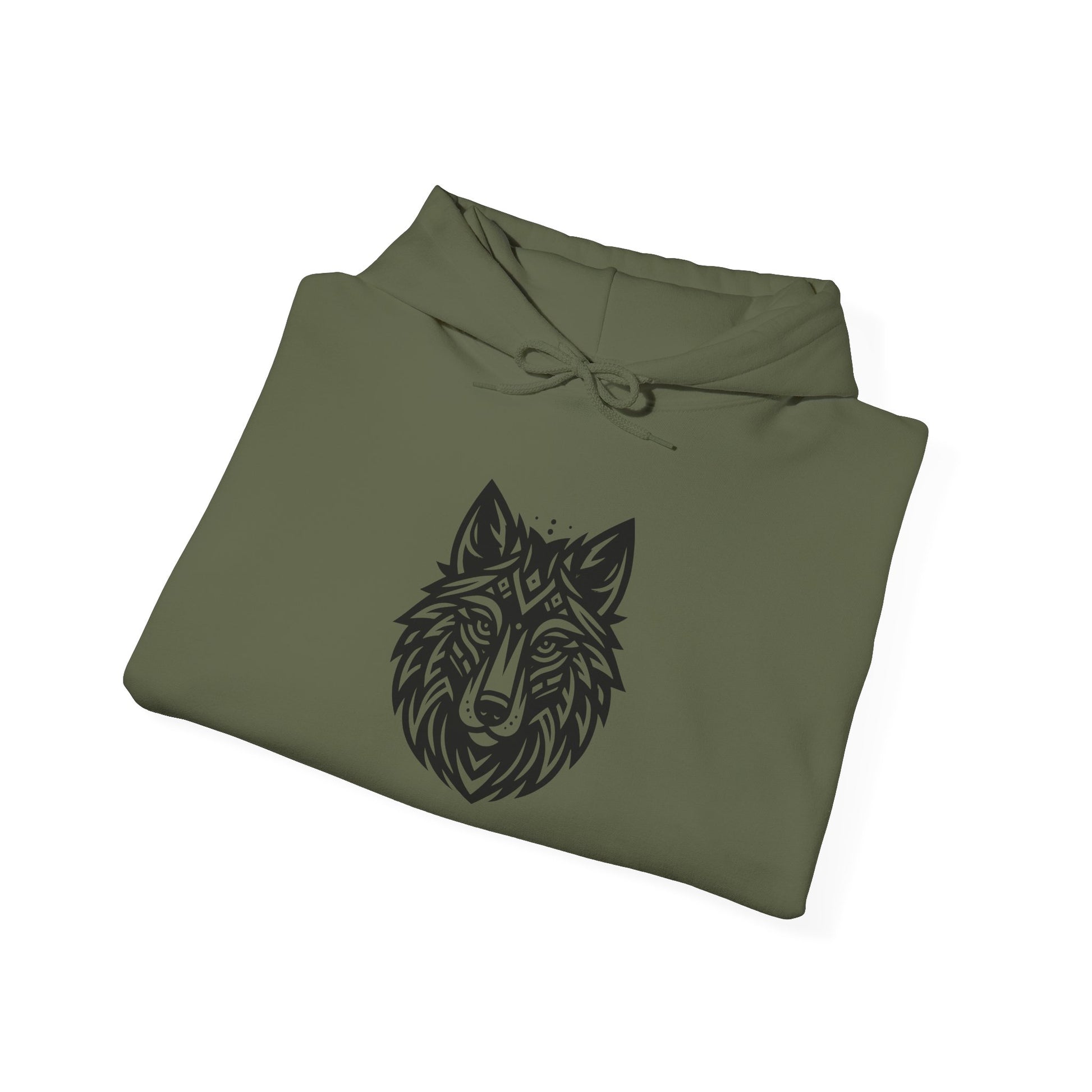 Tribal Wolf Hoodie – Spirit of the Wild in Bold Black Design