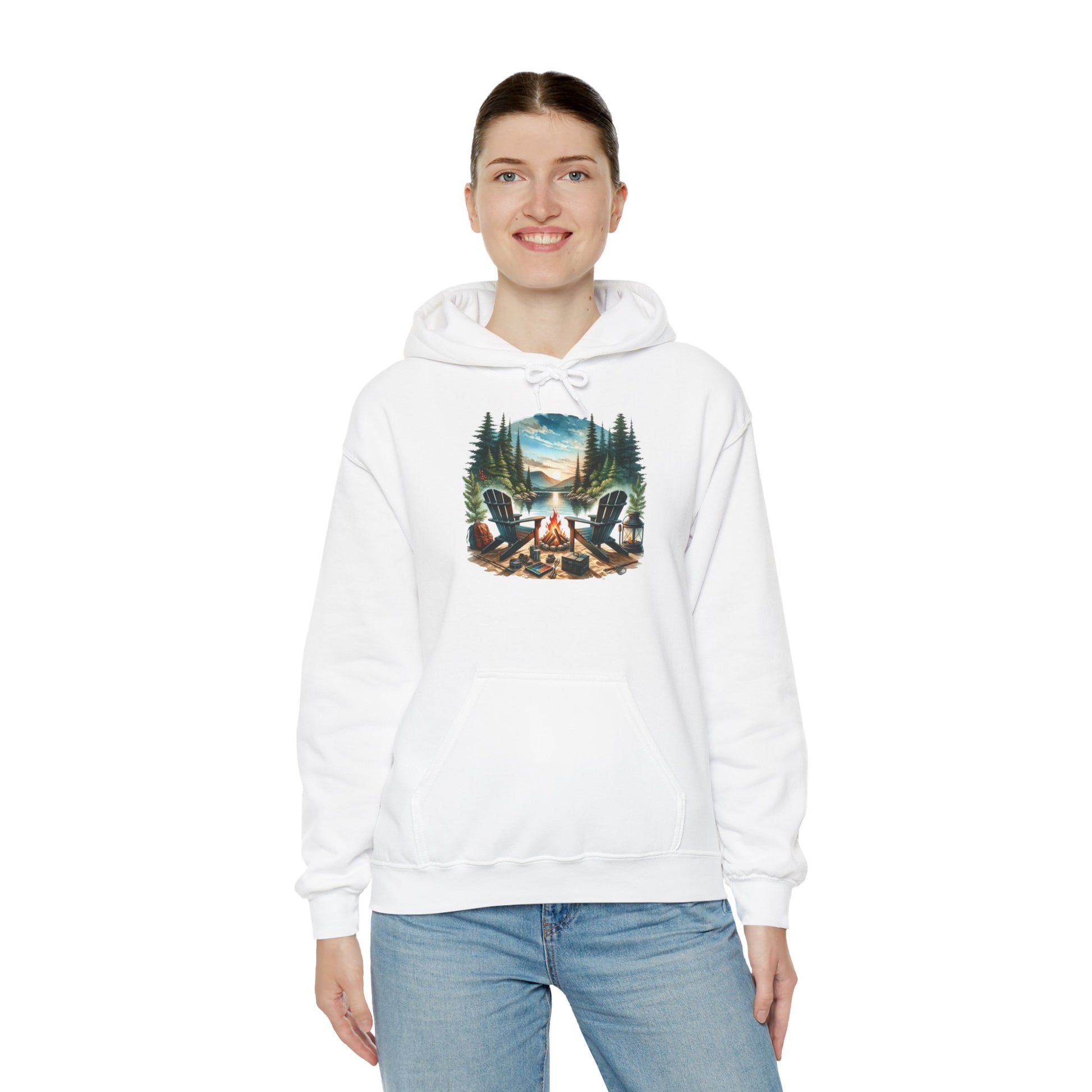 Lakeside Campfire Escape Hoodie – Cozy Outdoor Adventure Vibes