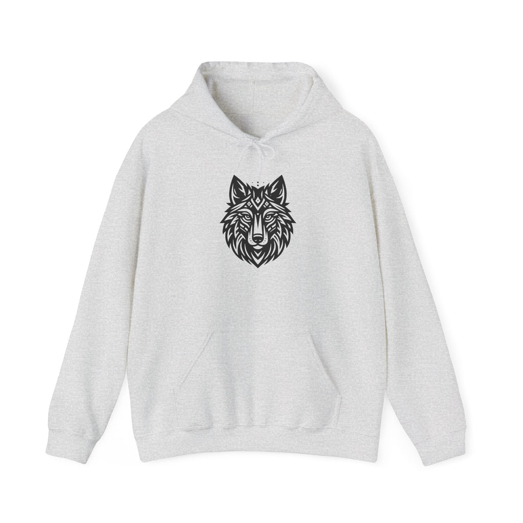 Tribal Wolf Hoodie – Spirit of the Wild in Bold Black Design