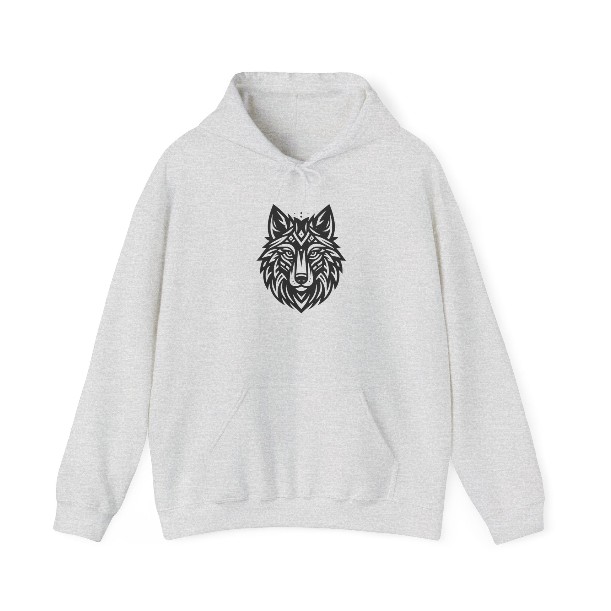 Tribal Wolf Hoodie – Spirit of the Wild in Bold Black Design