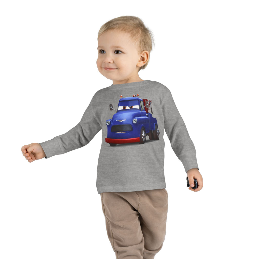 Toddler Long Sleeve Tee featuring a Fun Cartoon Truck